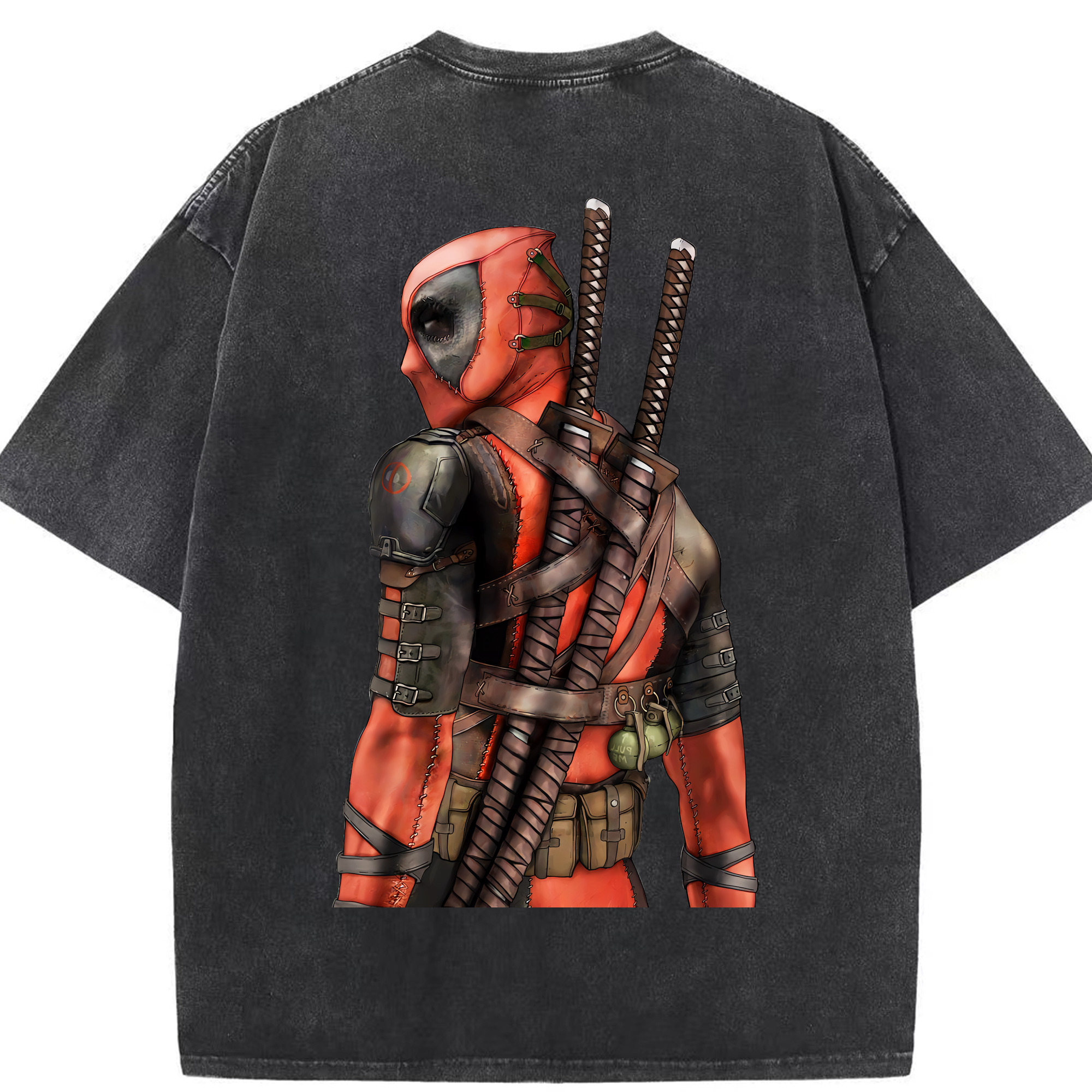 （画像用） Deadpool デッドプール 綿100% ヴィンテージ風 半袖Tシャツ（背面プリント）