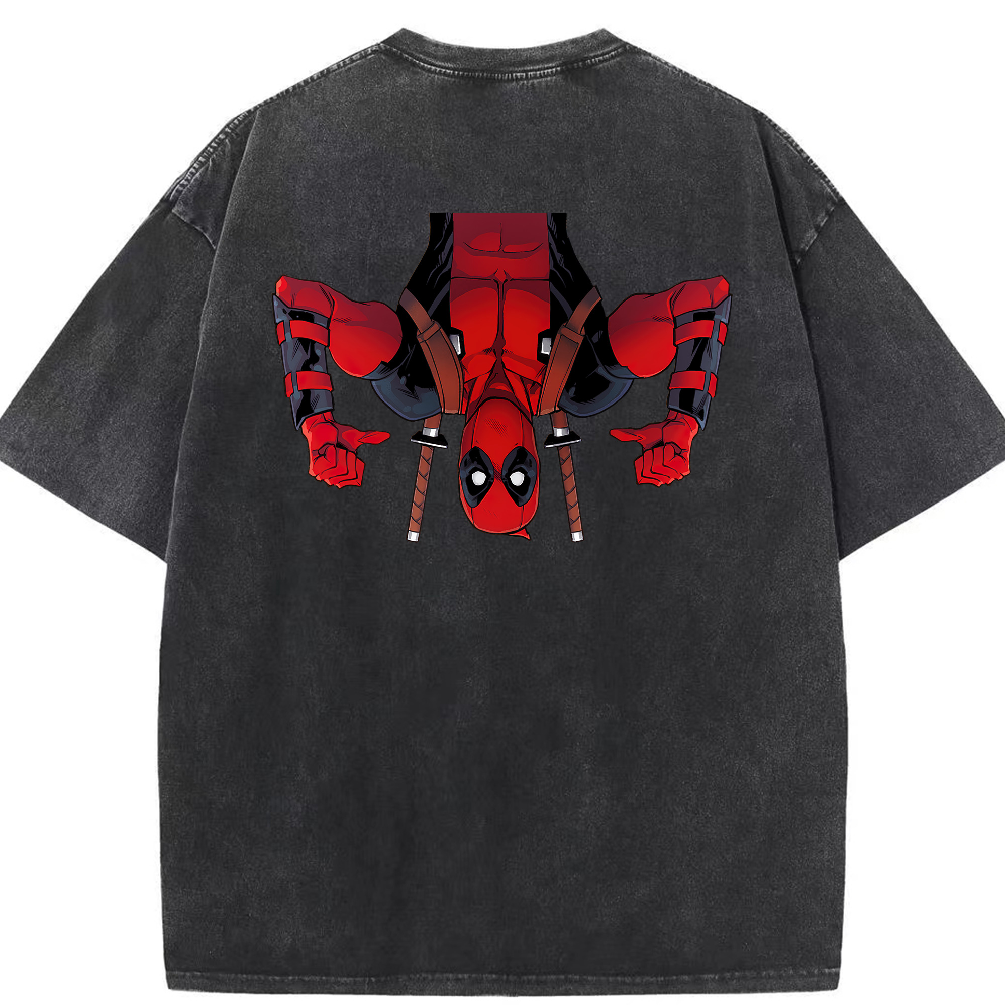 （画像用） Deadpool デッドプール 綿100% ヴィンテージ風 半袖Tシャツ（背面プリント）