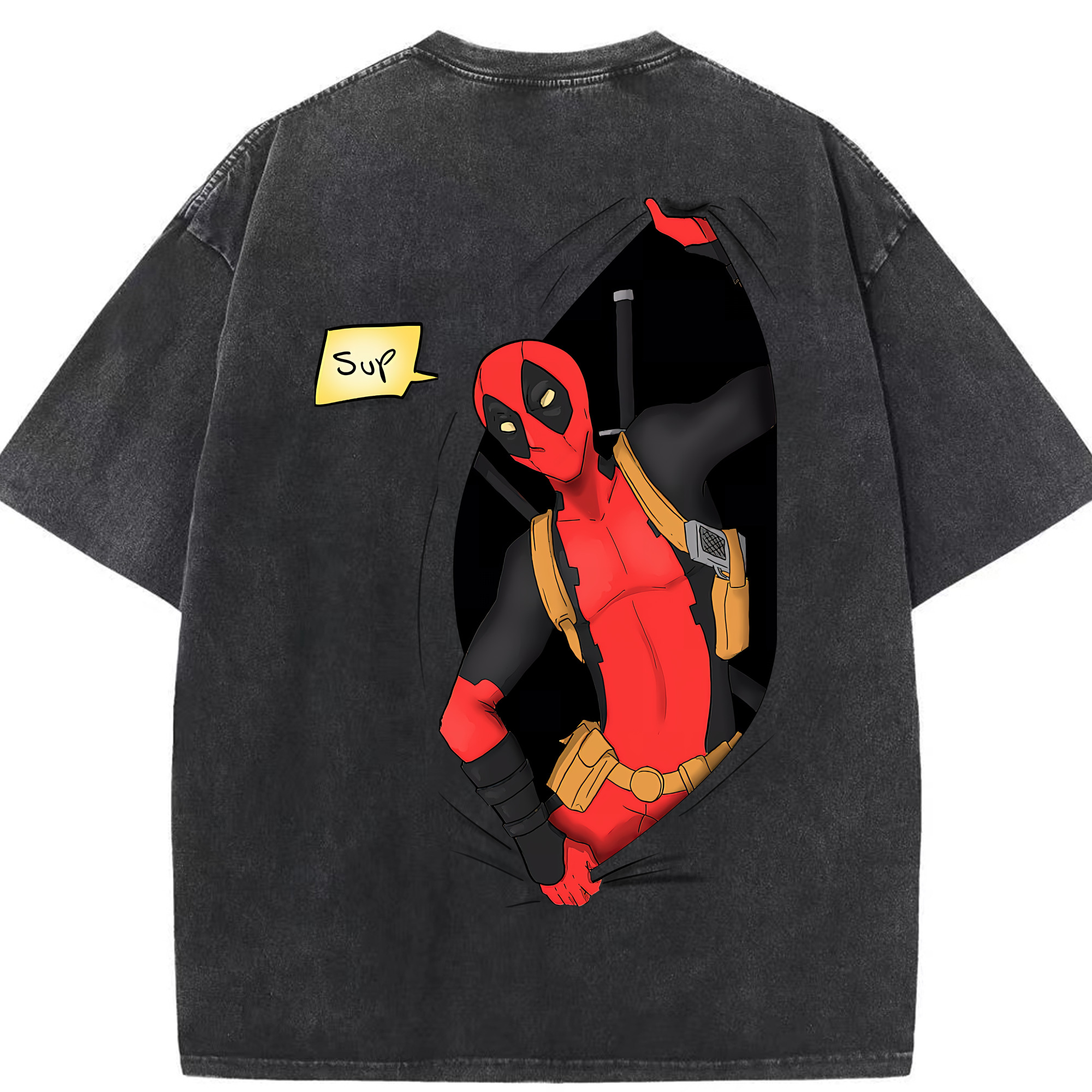 （画像用） Deadpool デッドプール 綿100% ヴィンテージ風 半袖Tシャツ（背面プリント）