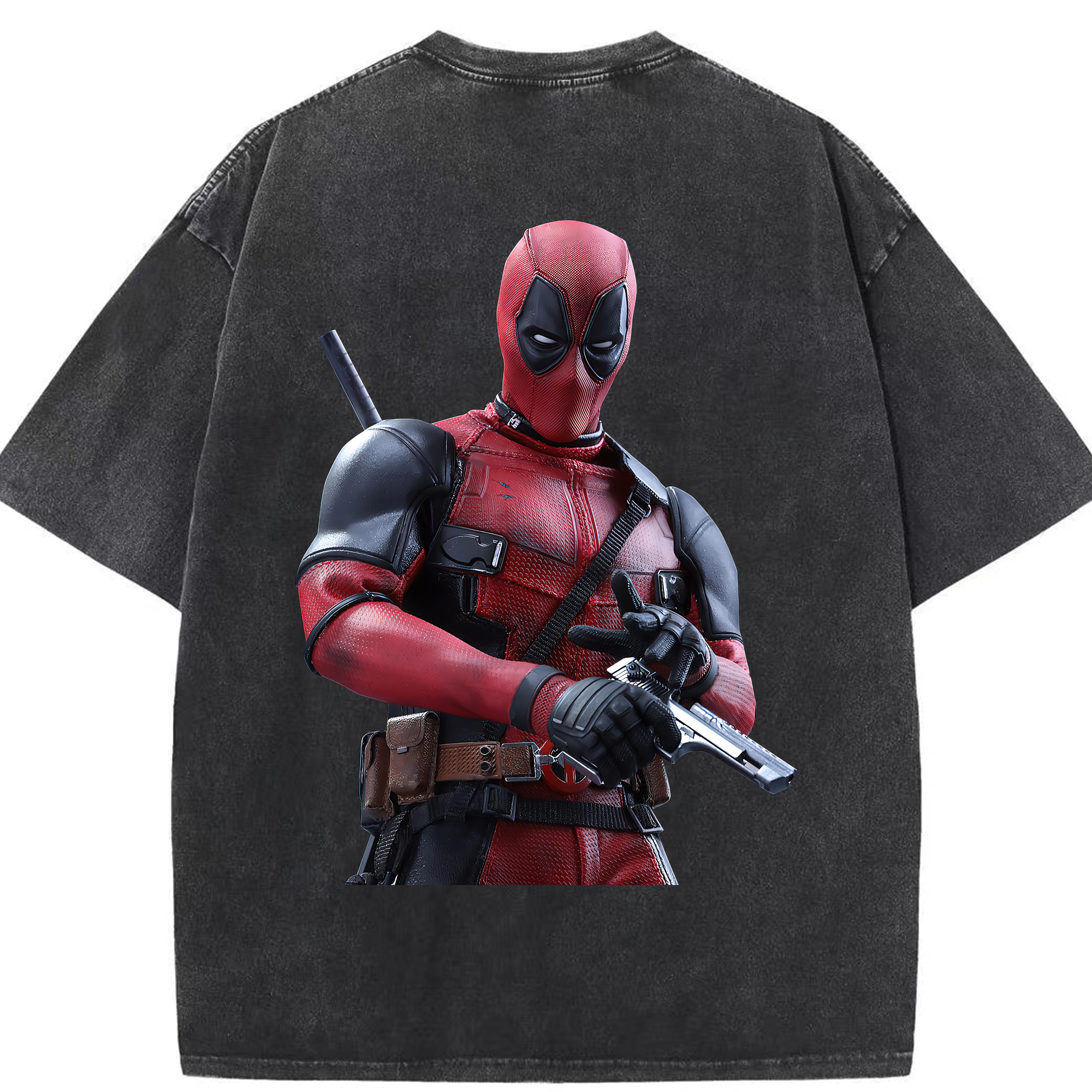 （画像用） Deadpool デッドプール 綿100% ヴィンテージ風 半袖Tシャツ（背面プリント）