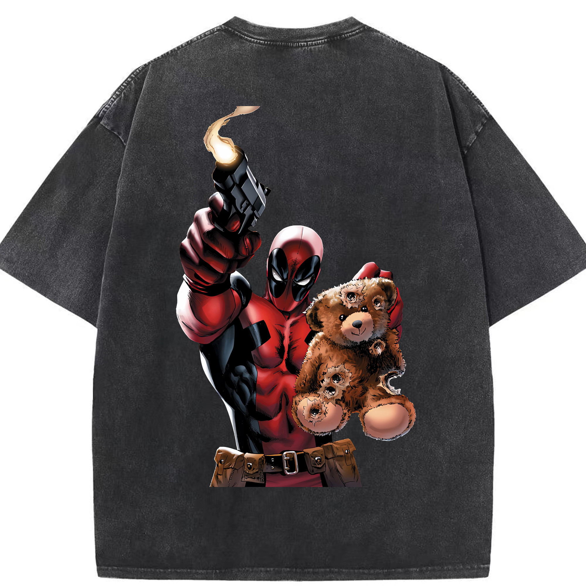 （画像用） Deadpool デッドプール 綿100% ヴィンテージ風 半袖Tシャツ（背面プリント）
