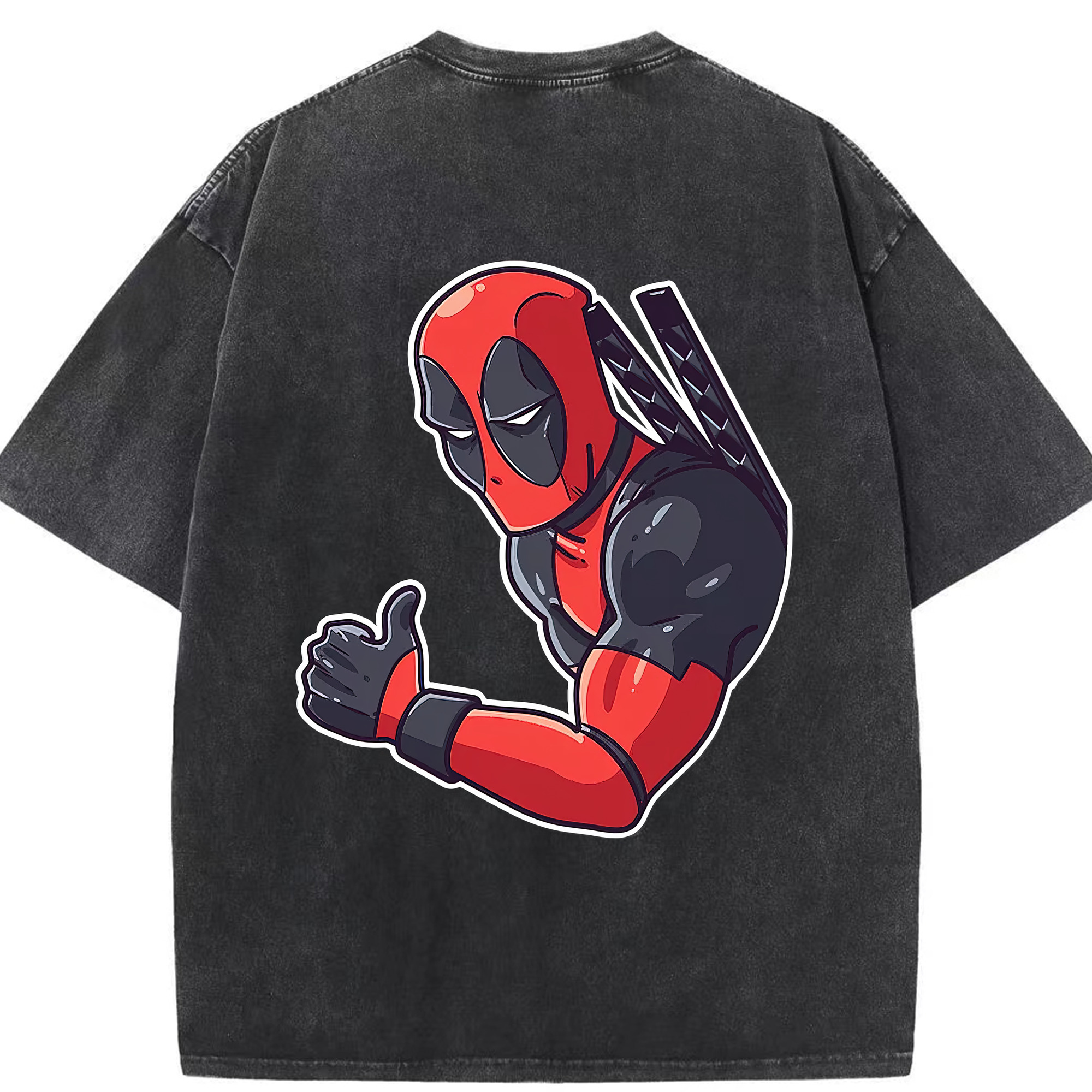 （画像用） Deadpool デッドプール 綿100% ヴィンテージ風 半袖Tシャツ（背面プリント）