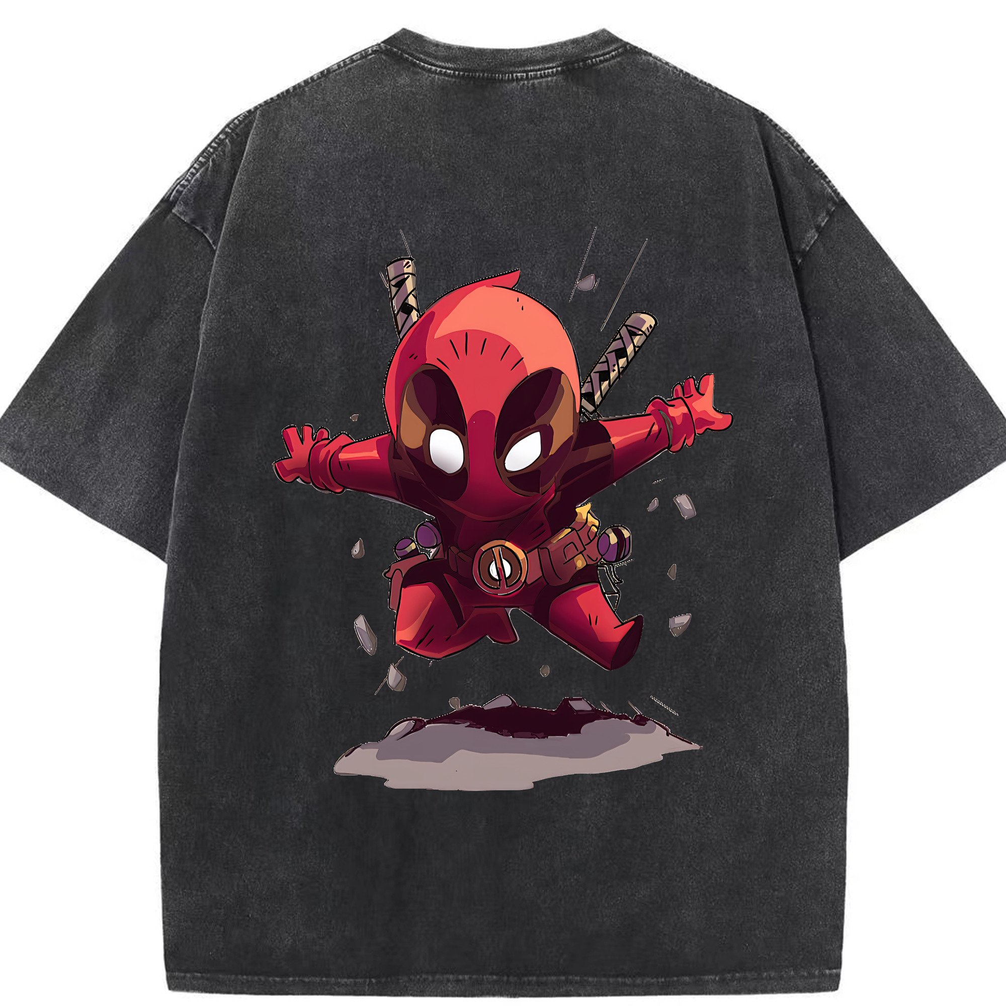 （画像用） Deadpool デッドプール 綿100% ヴィンテージ風 半袖Tシャツ（背面プリント）