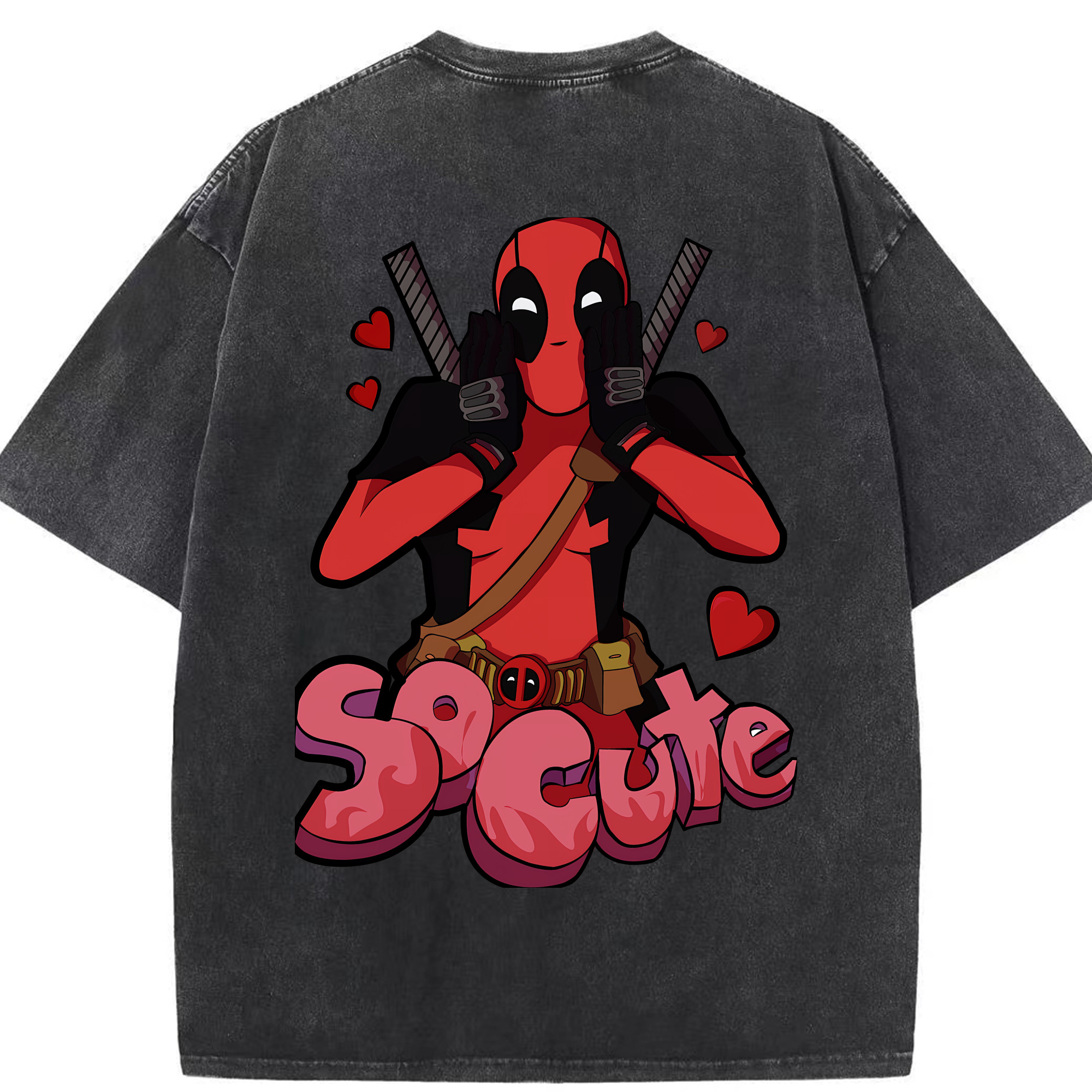 （画像用） Deadpool デッドプール 綿100% ヴィンテージ風 半袖Tシャツ（背面プリント）