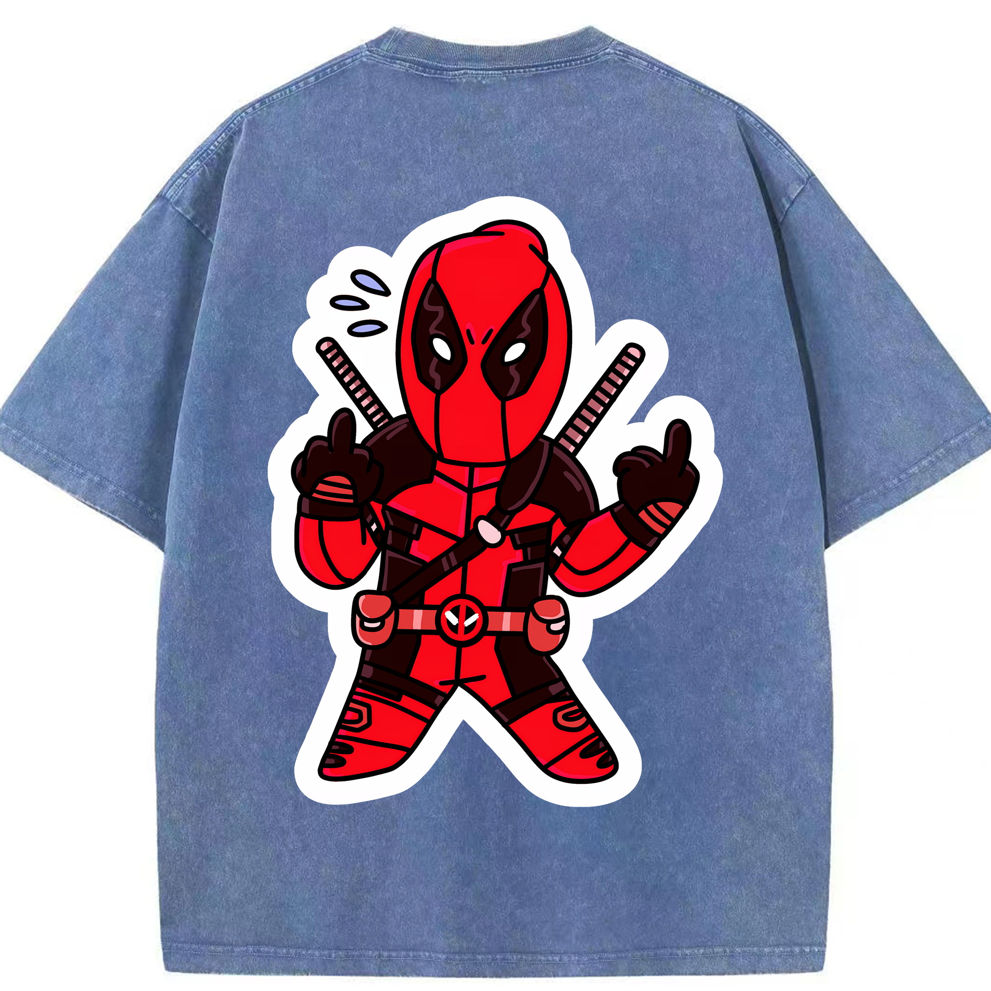 （画像用） Deadpool デッドプール 綿100% ヴィンテージ風 半袖Tシャツ（背面プリント）