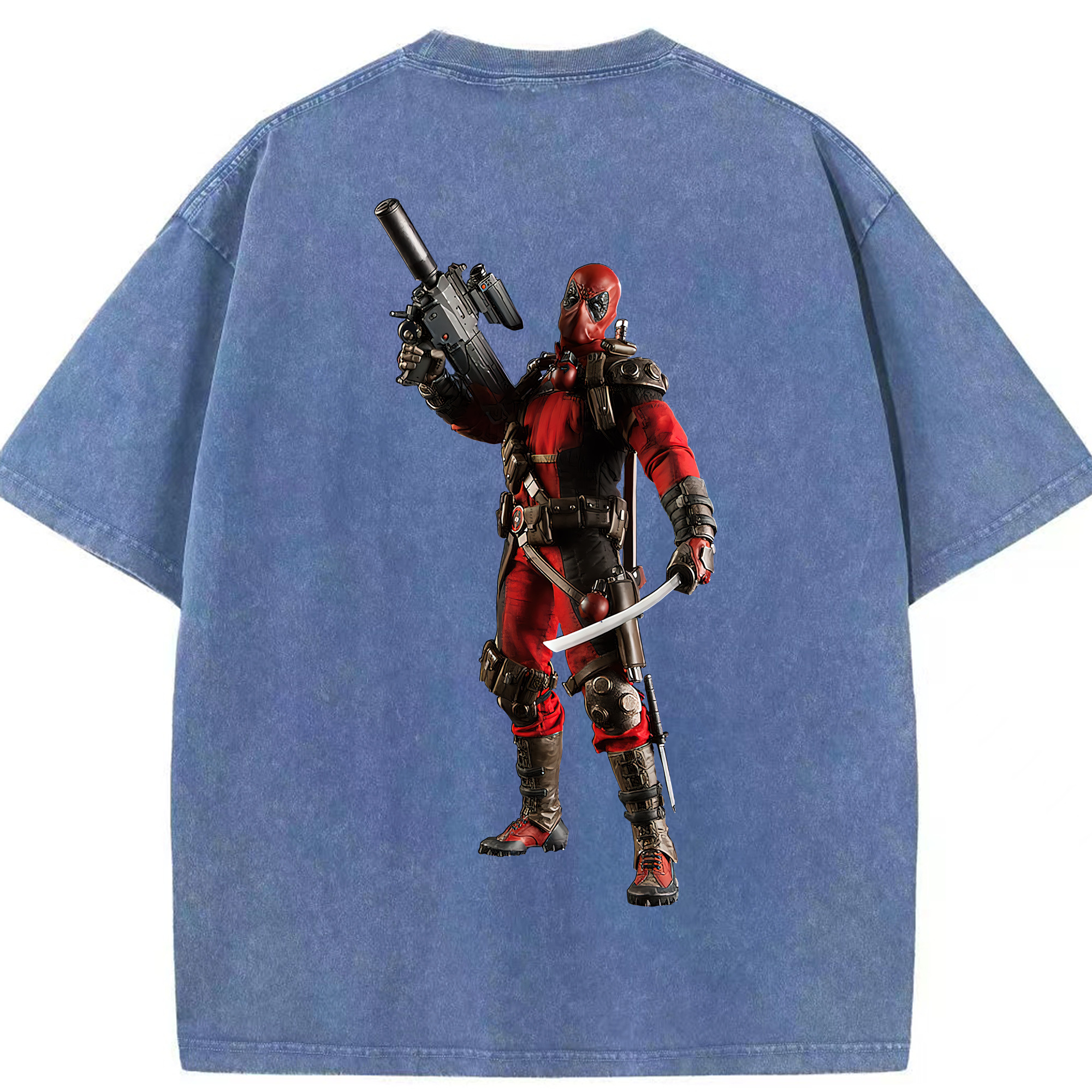 （画像用） Deadpool デッドプール 綿100% ヴィンテージ風 半袖Tシャツ（背面プリント）