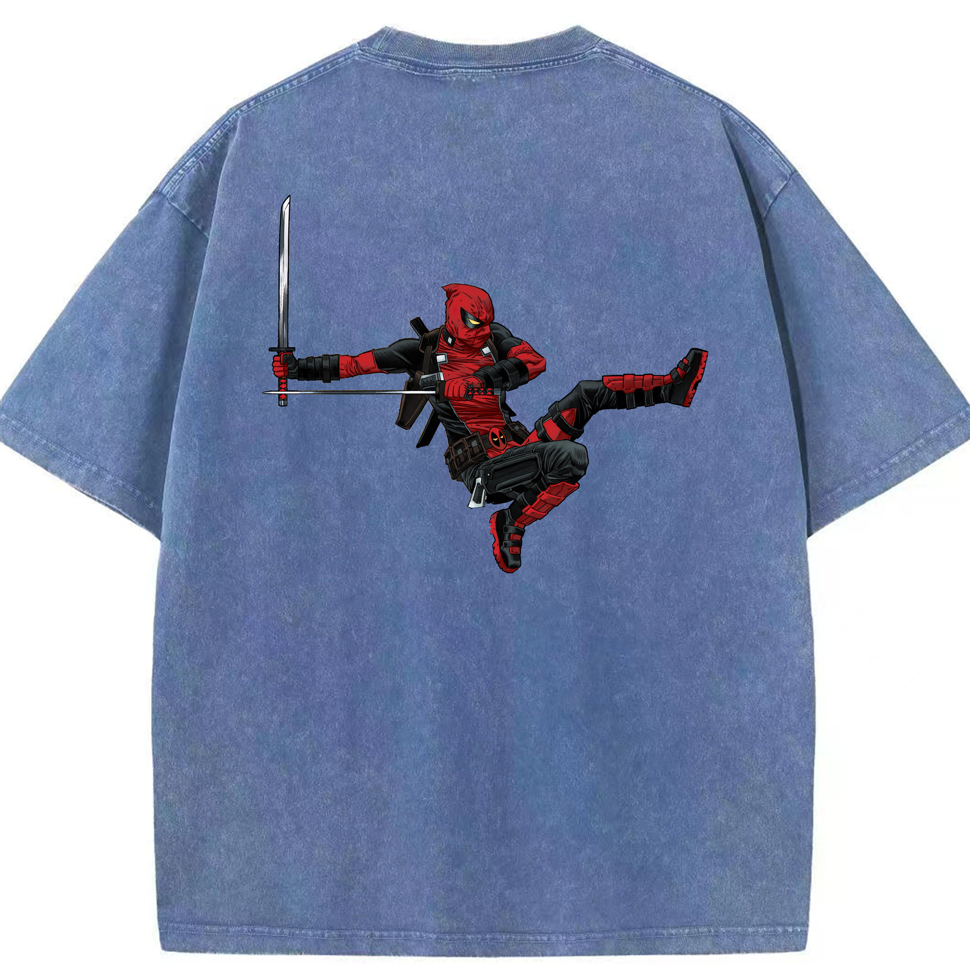 （画像用） Deadpool デッドプール 綿100% ヴィンテージ風 半袖Tシャツ（背面プリント）