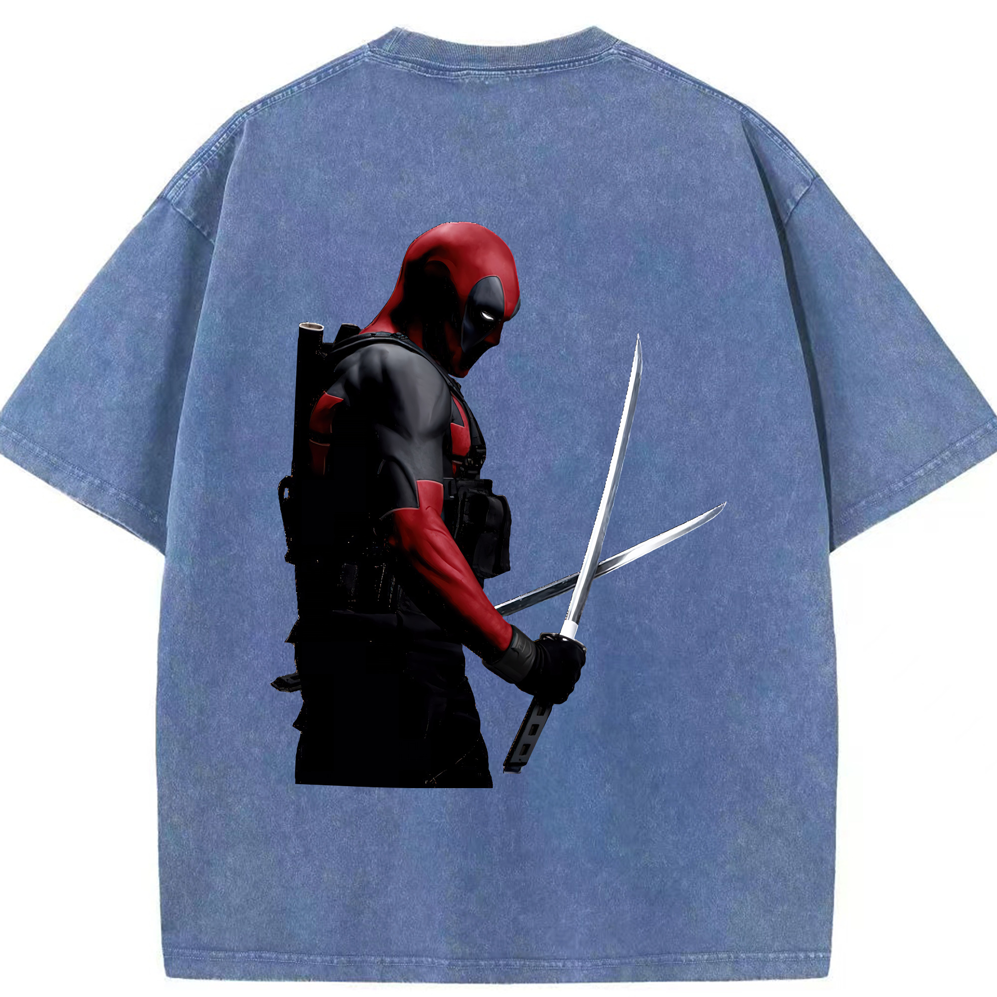 （画像用） Deadpool デッドプール 綿100% ヴィンテージ風 半袖Tシャツ（背面プリント）