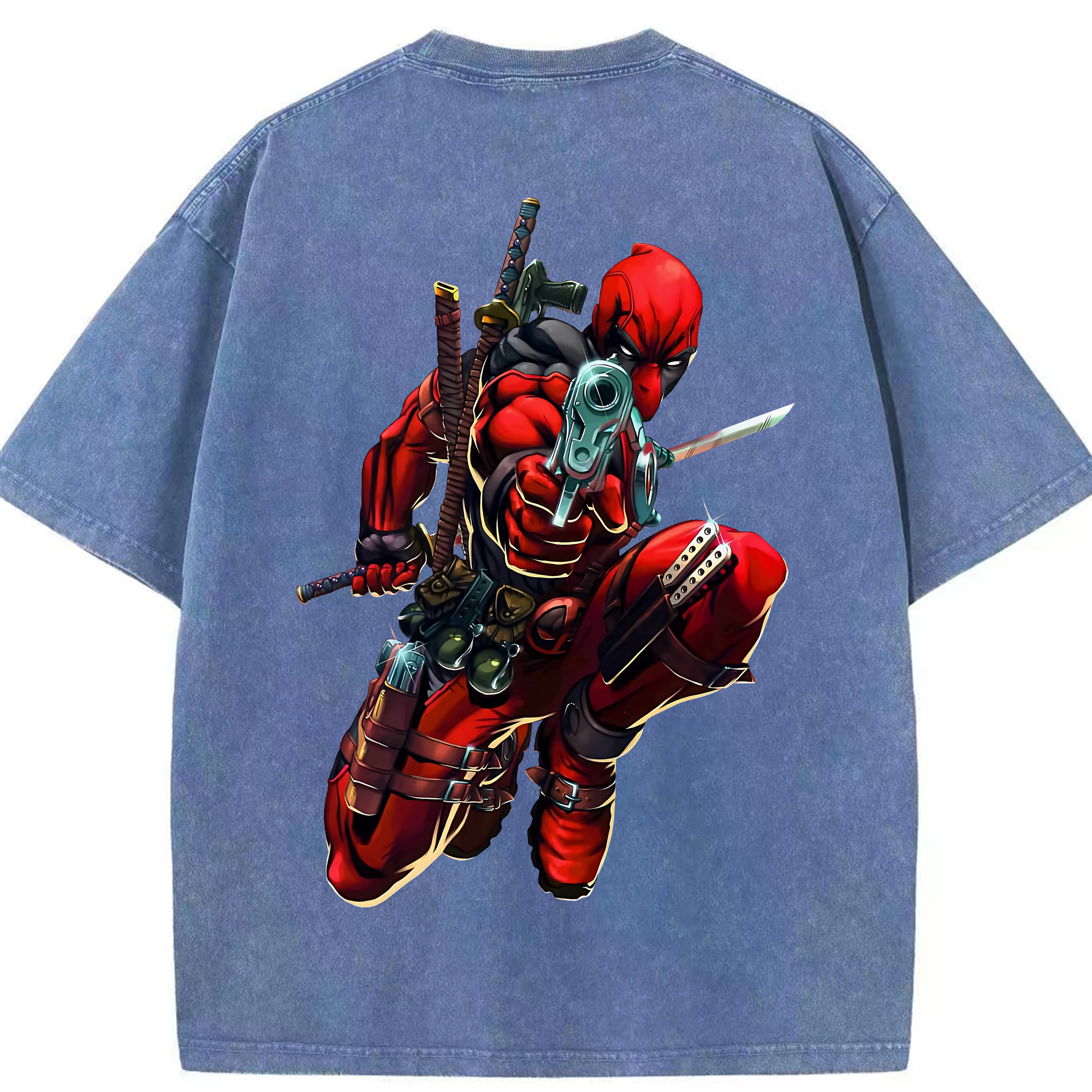 （画像用） Deadpool デッドプール 綿100% ヴィンテージ風 半袖Tシャツ（背面プリント）