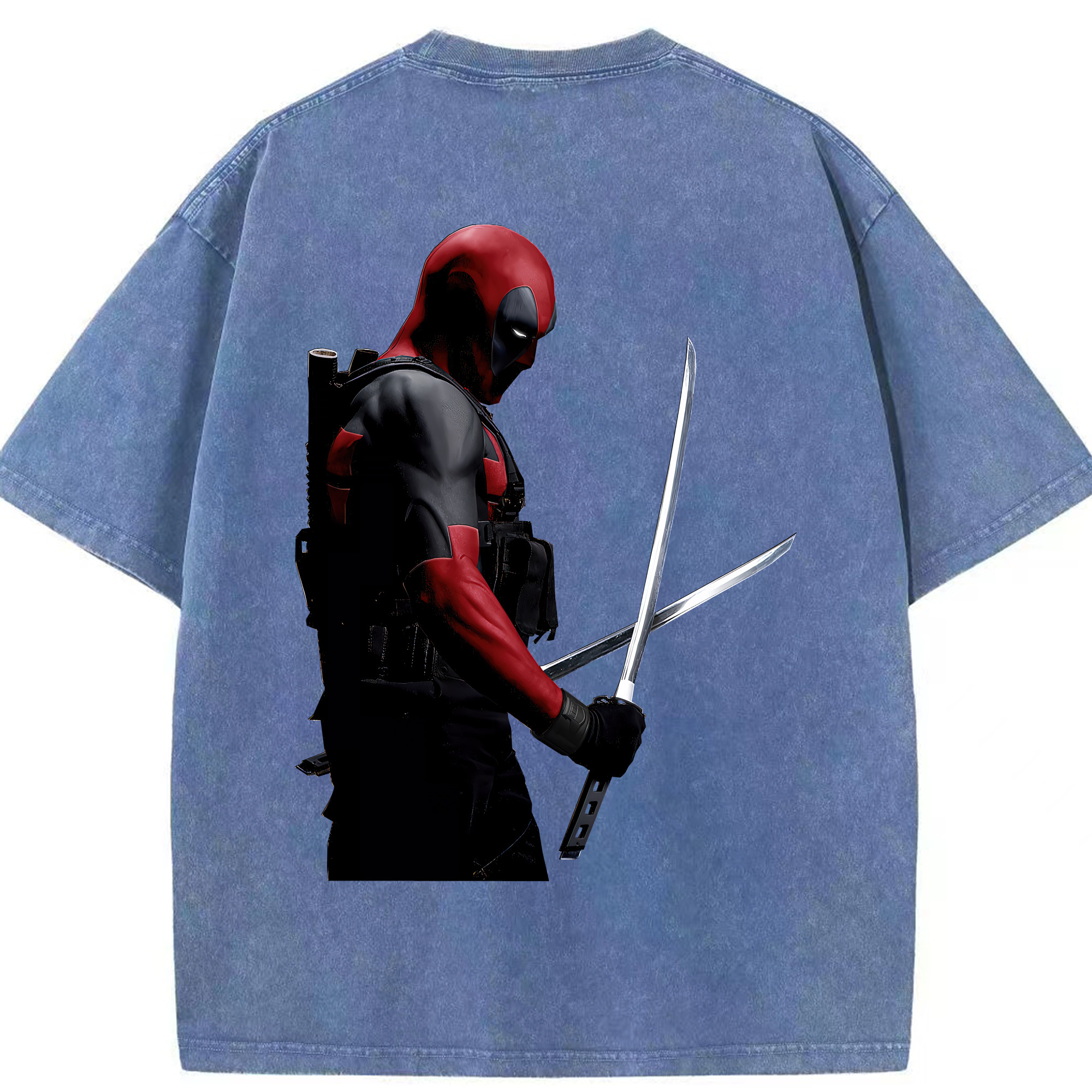 （画像用） Deadpool デッドプール 綿100% ヴィンテージ風 半袖Tシャツ（背面プリント）