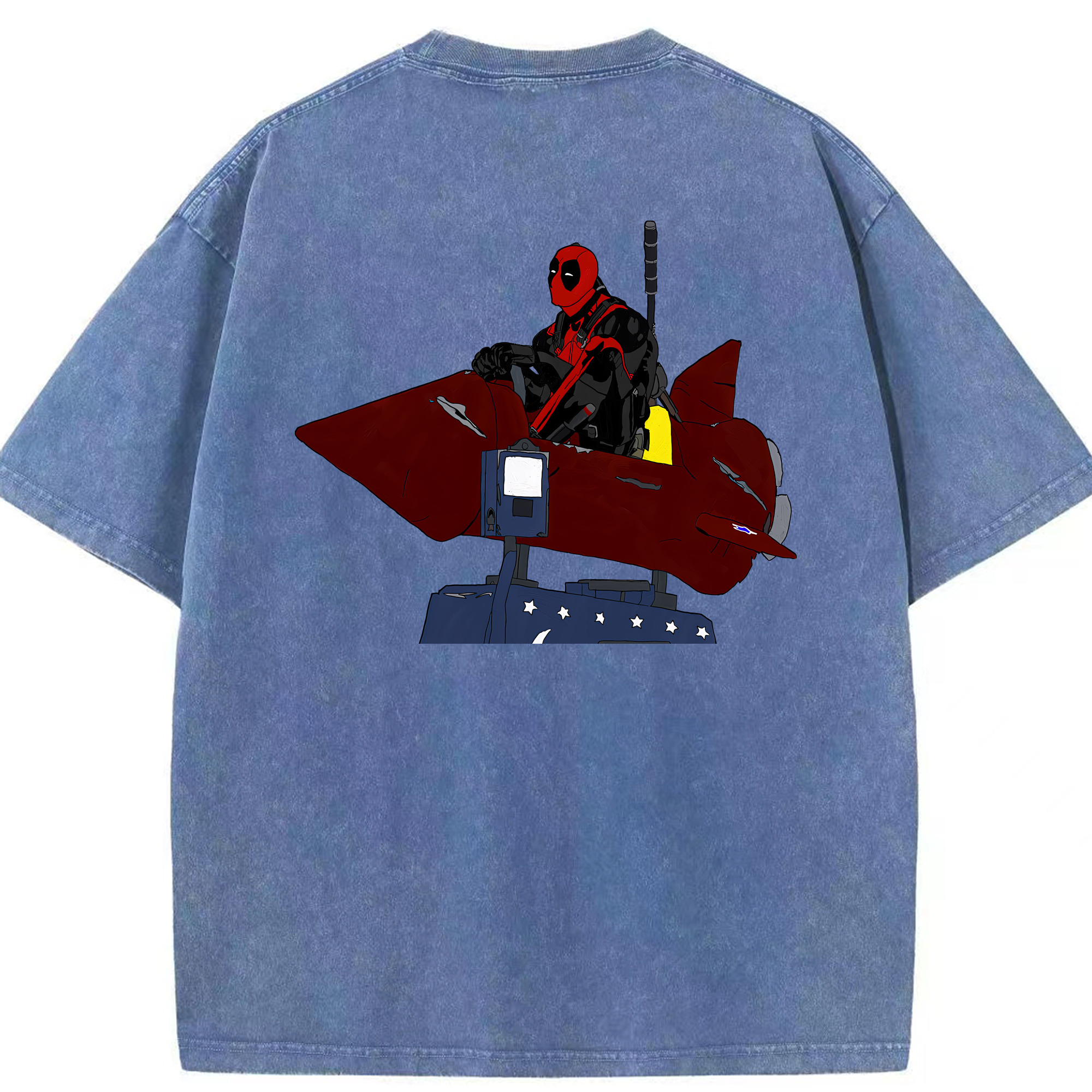 （画像用） Deadpool デッドプール 綿100% ヴィンテージ風 半袖Tシャツ（背面プリント）