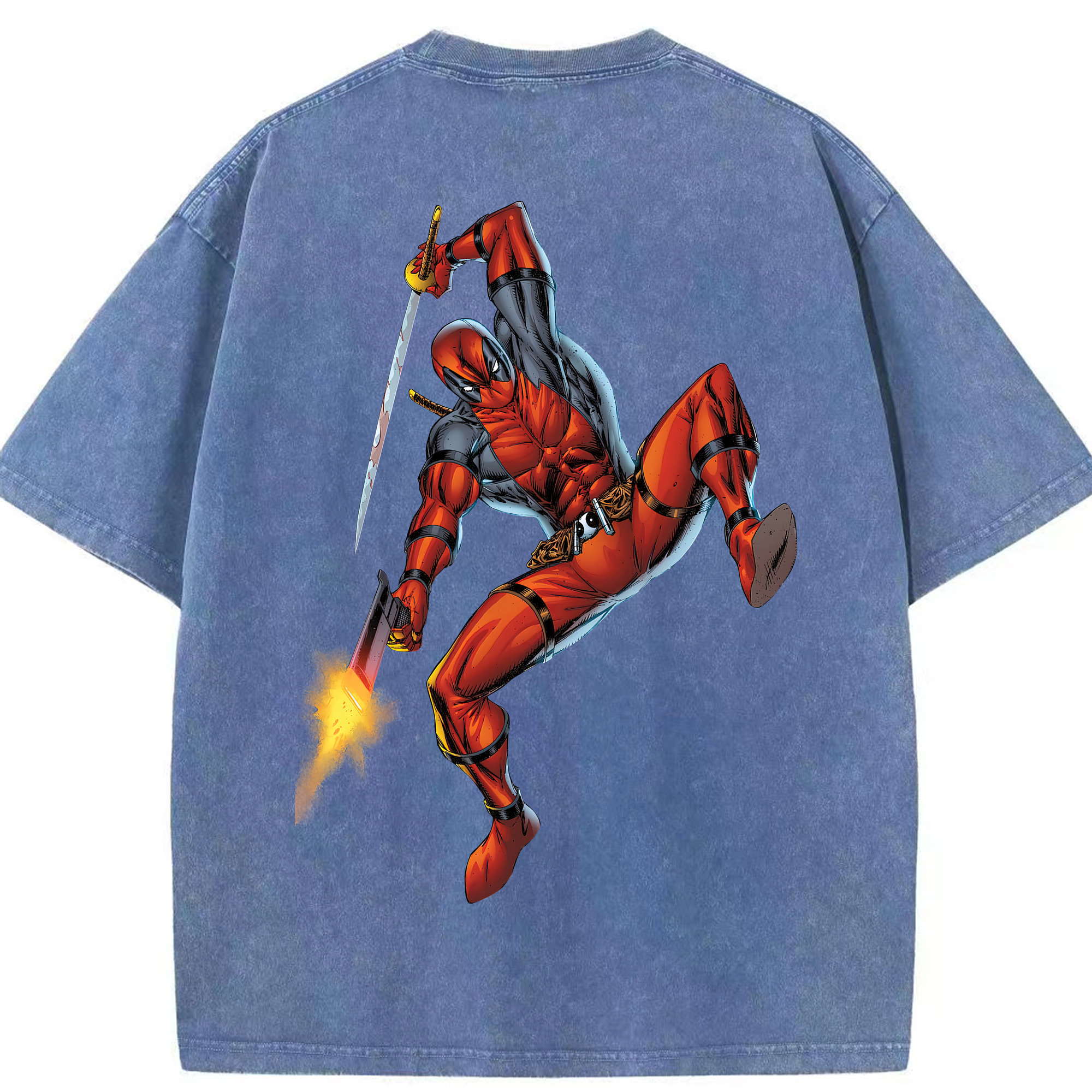 （画像用） Deadpool デッドプール 綿100% ヴィンテージ風 半袖Tシャツ（背面プリント）