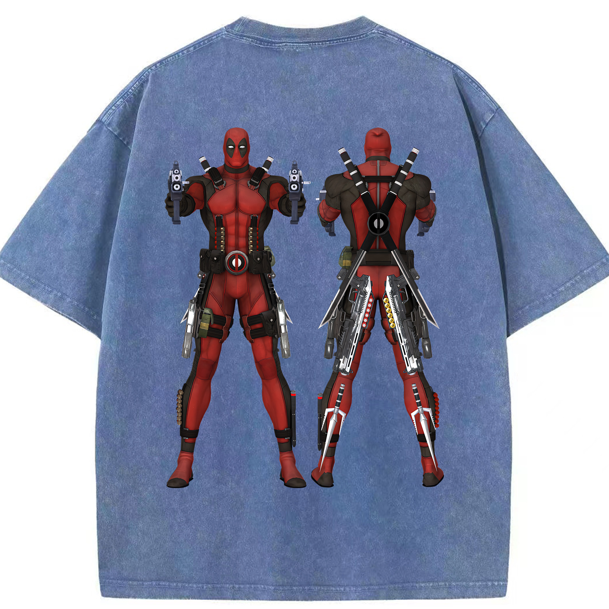 （画像用） Deadpool デッドプール 綿100% ヴィンテージ風 半袖Tシャツ（背面プリント）