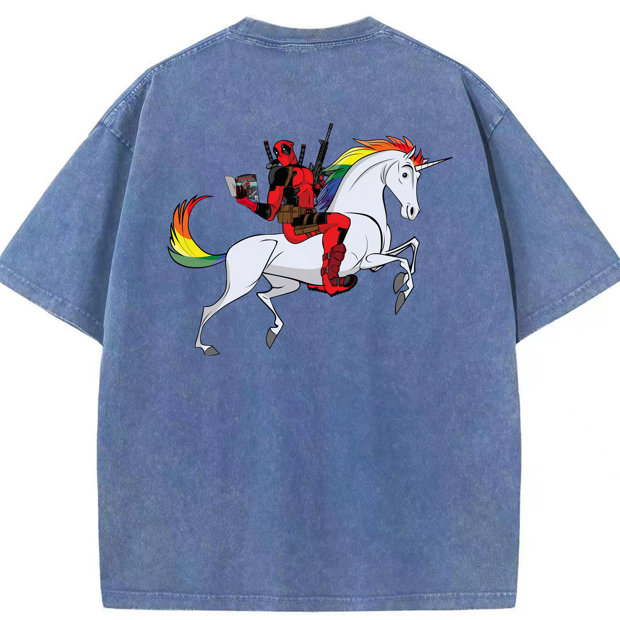 （画像用） Deadpool デッドプール 綿100% ヴィンテージ風 半袖Tシャツ（背面プリント）