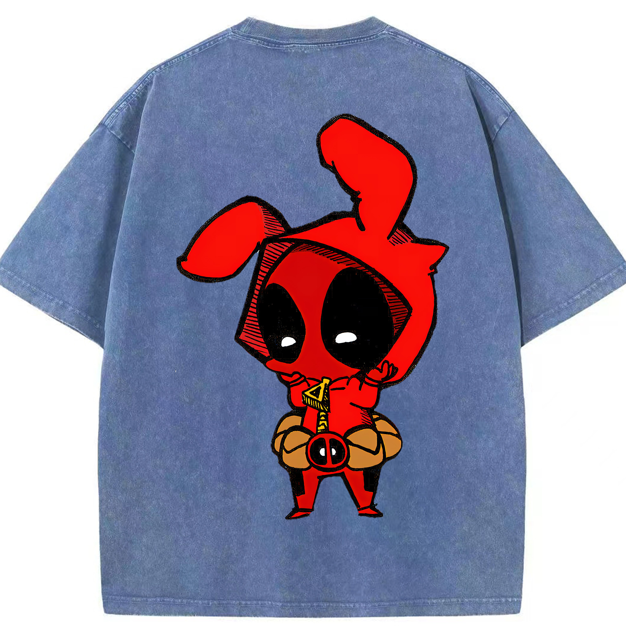 （画像用） Deadpool デッドプール 綿100% ヴィンテージ風 半袖Tシャツ（背面プリント）