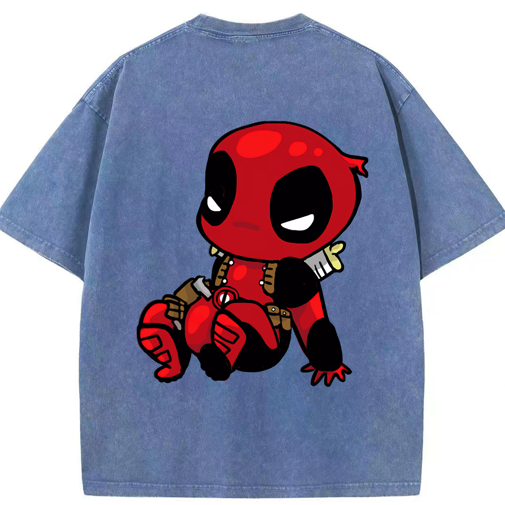 （画像用） Deadpool デッドプール 綿100% ヴィンテージ風 半袖Tシャツ（背面プリント）