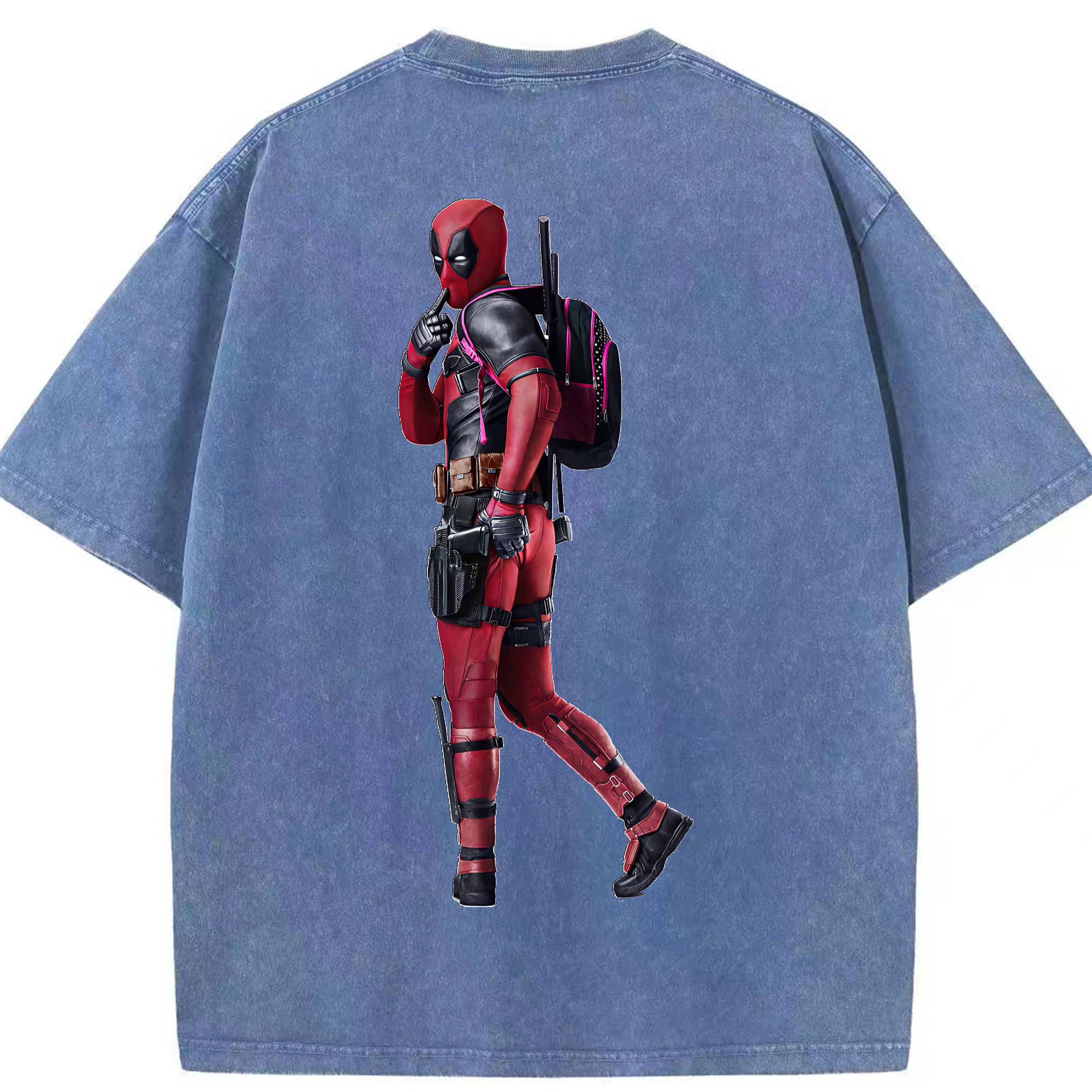 （画像用） Deadpool デッドプール 綿100% ヴィンテージ風 半袖Tシャツ（背面プリント）