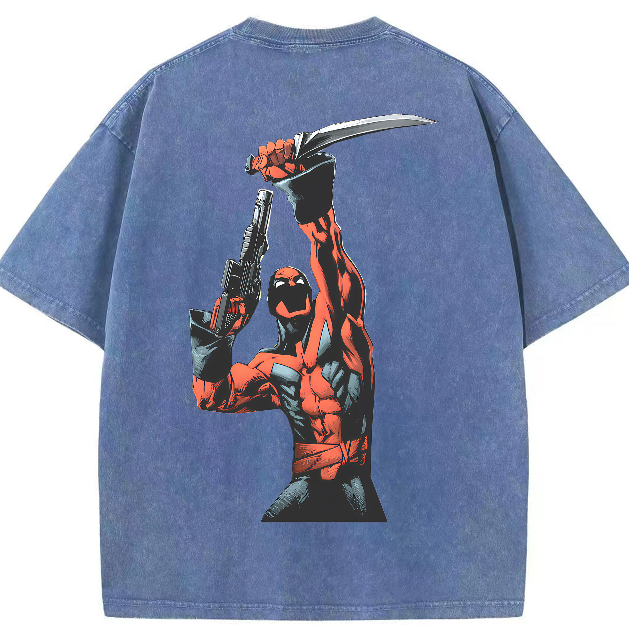 （画像用） Deadpool デッドプール 綿100% ヴィンテージ風 半袖Tシャツ（背面プリント）