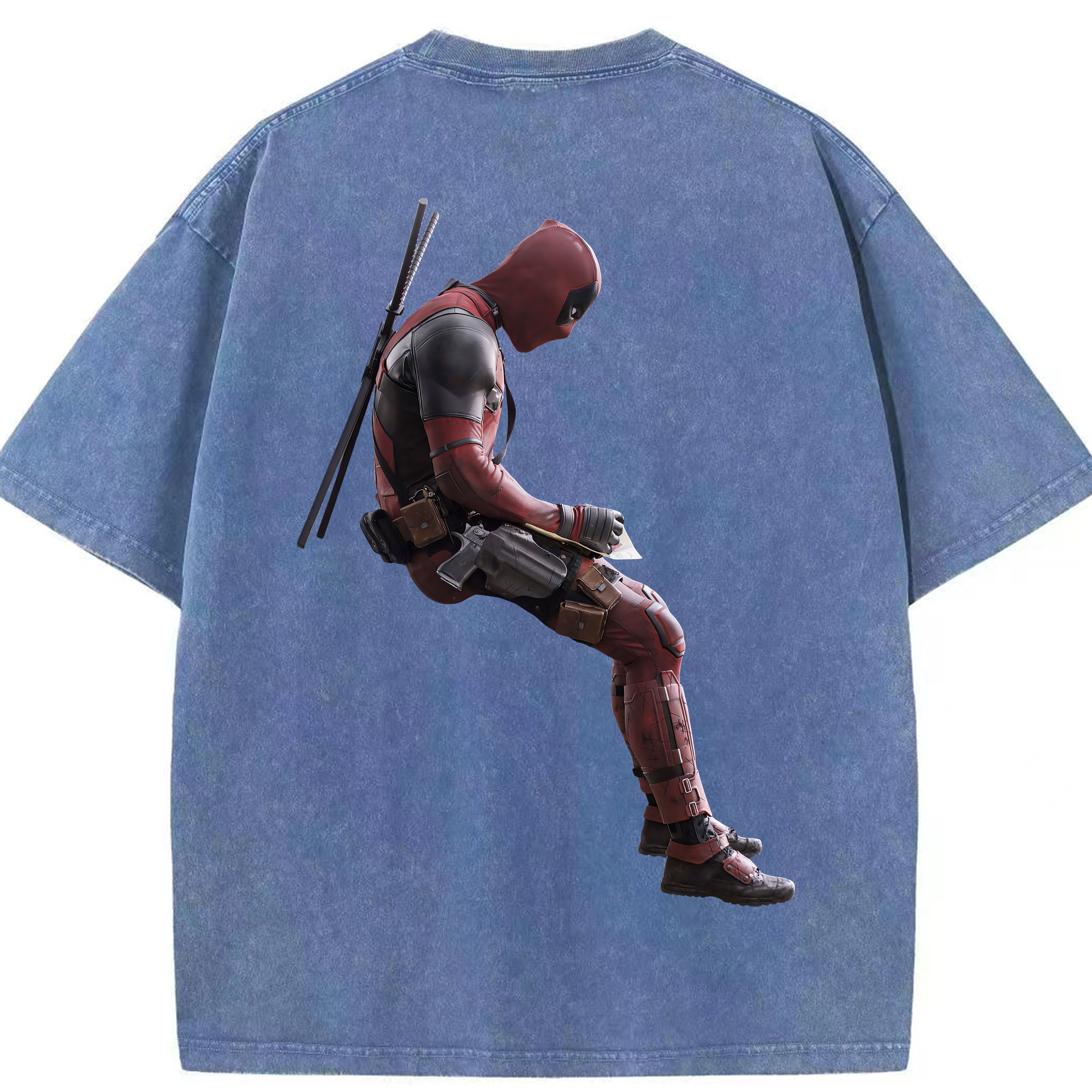 （画像用） Deadpool デッドプール 綿100% ヴィンテージ風 半袖Tシャツ（背面プリント）