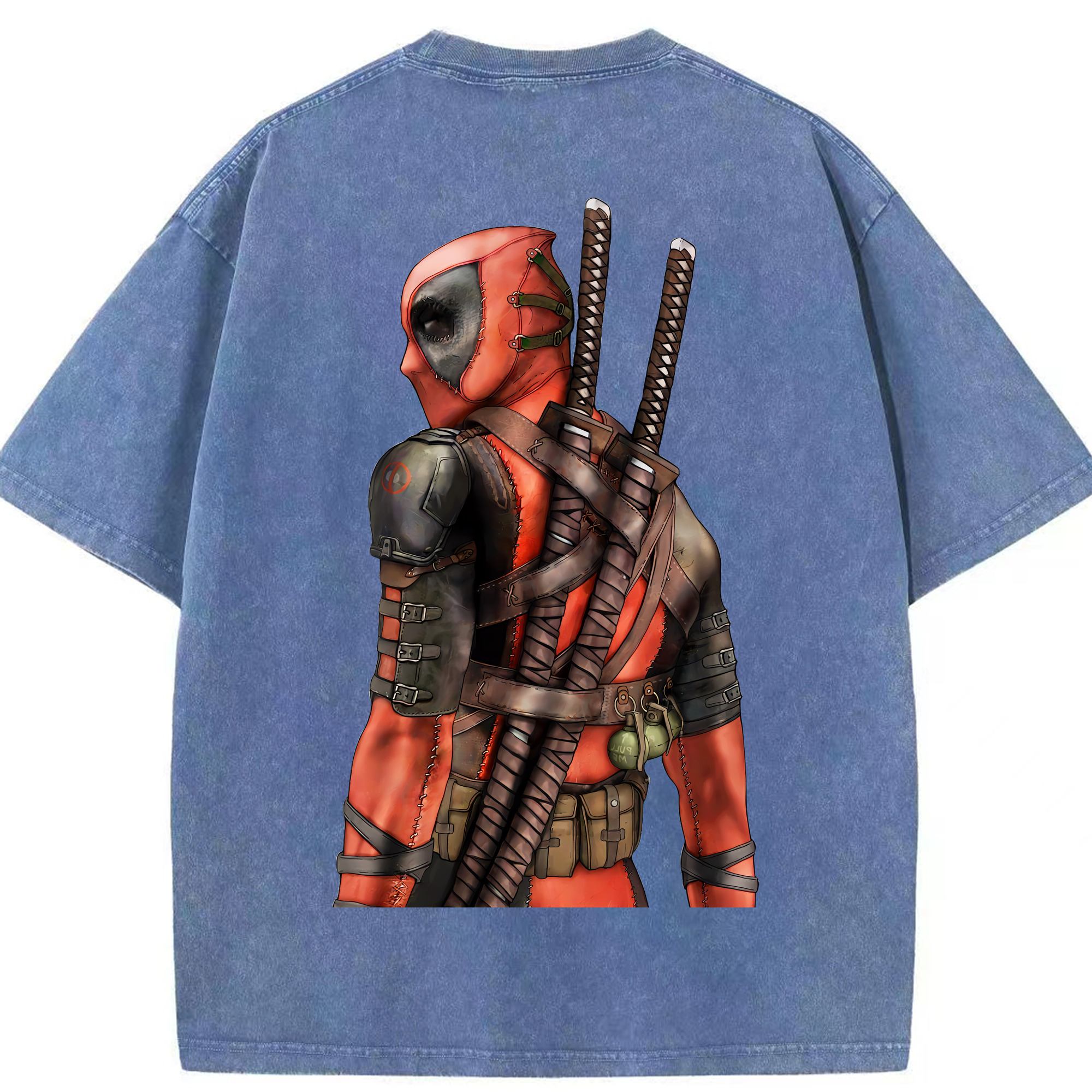 （画像用） Deadpool デッドプール 綿100% ヴィンテージ風 半袖Tシャツ（背面プリント）