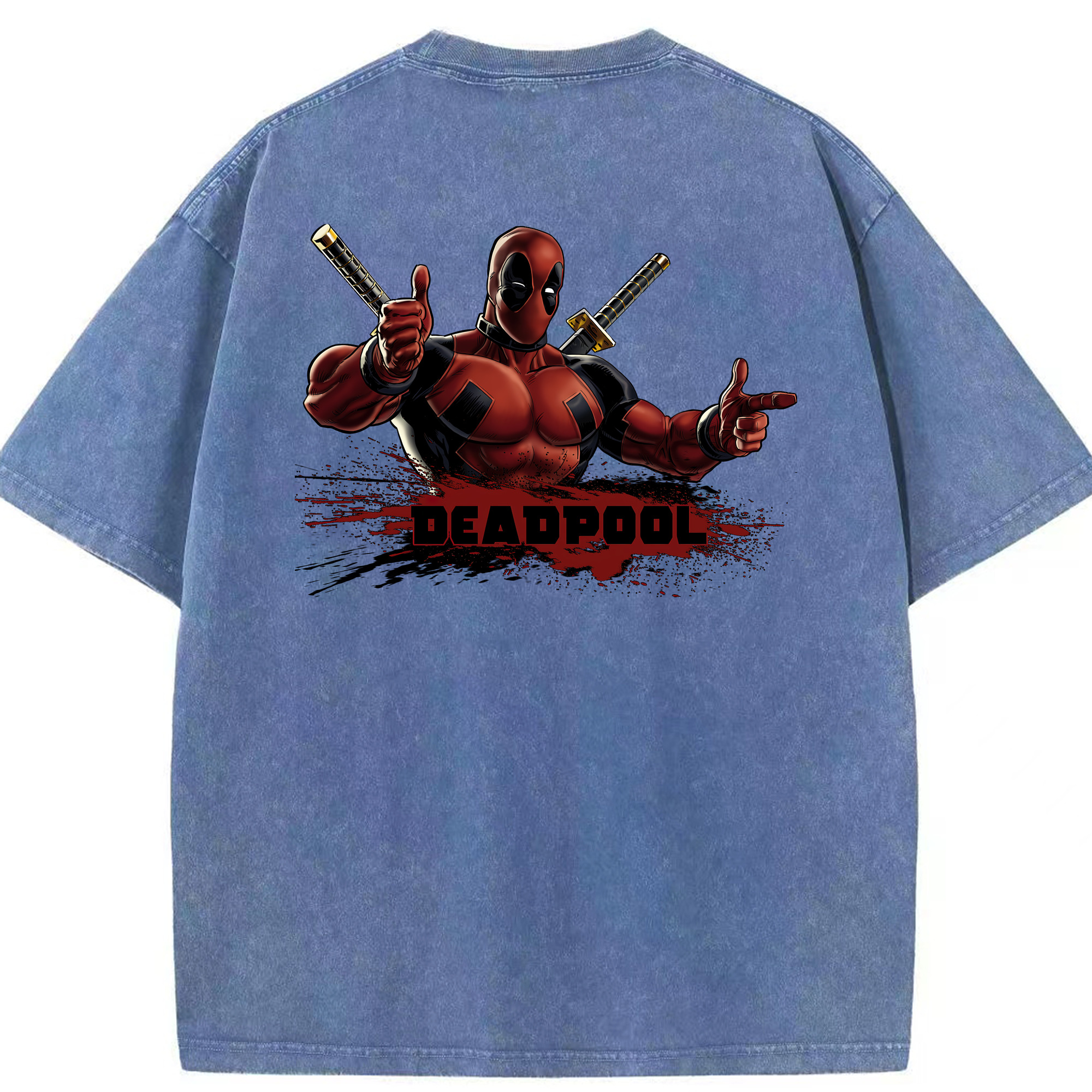 （画像用） Deadpool デッドプール 綿100% ヴィンテージ風 半袖Tシャツ（背面プリント）