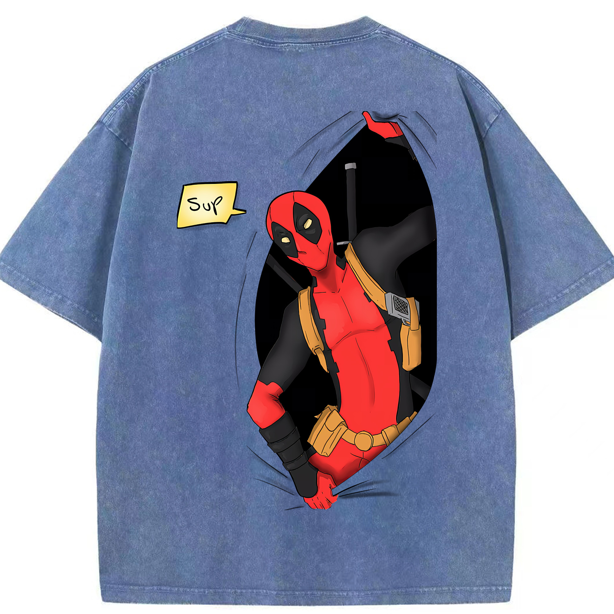 （画像用） Deadpool デッドプール 綿100% ヴィンテージ風 半袖Tシャツ（背面プリント）