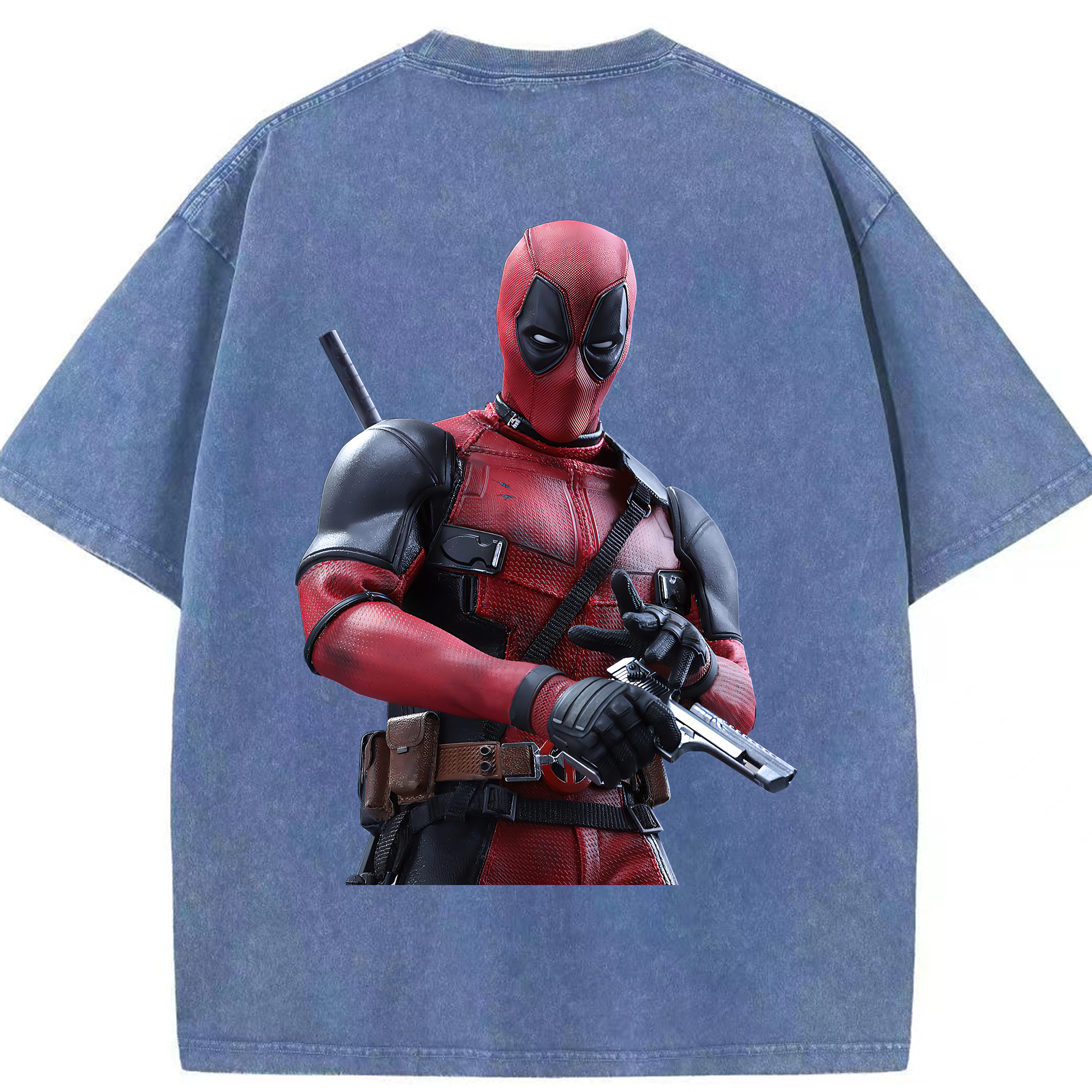 （画像用） Deadpool デッドプール 綿100% ヴィンテージ風 半袖Tシャツ（背面プリント）