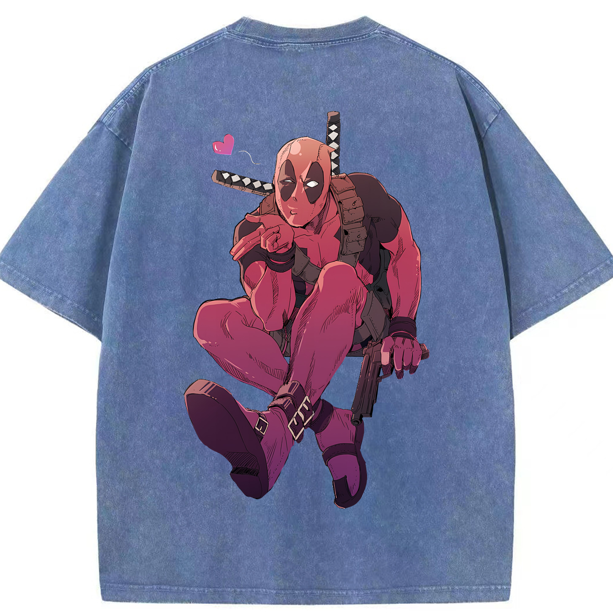 （画像用） Deadpool デッドプール 綿100% ヴィンテージ風 半袖Tシャツ（背面プリント）