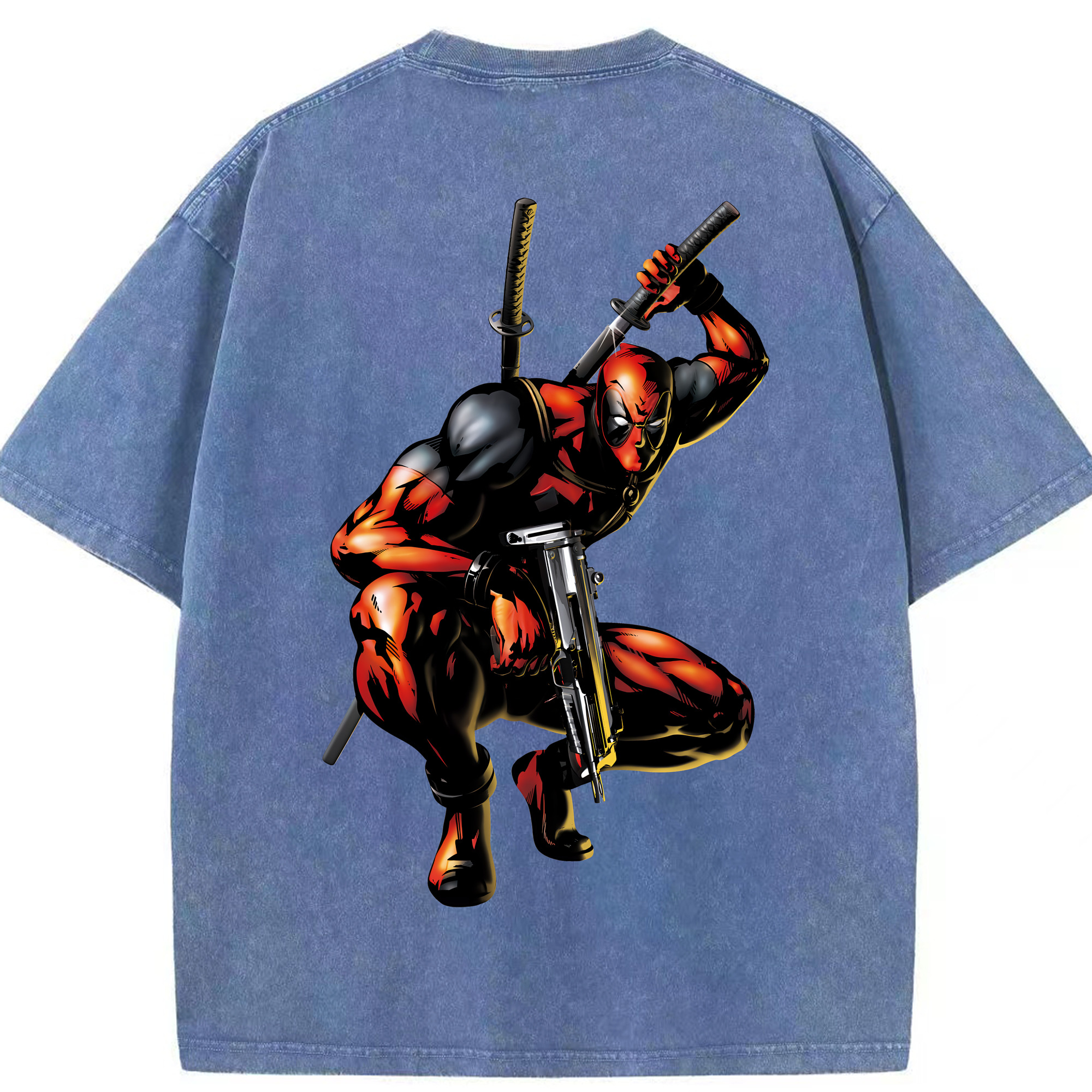 （画像用） Deadpool デッドプール 綿100% ヴィンテージ風 半袖Tシャツ（背面プリント）