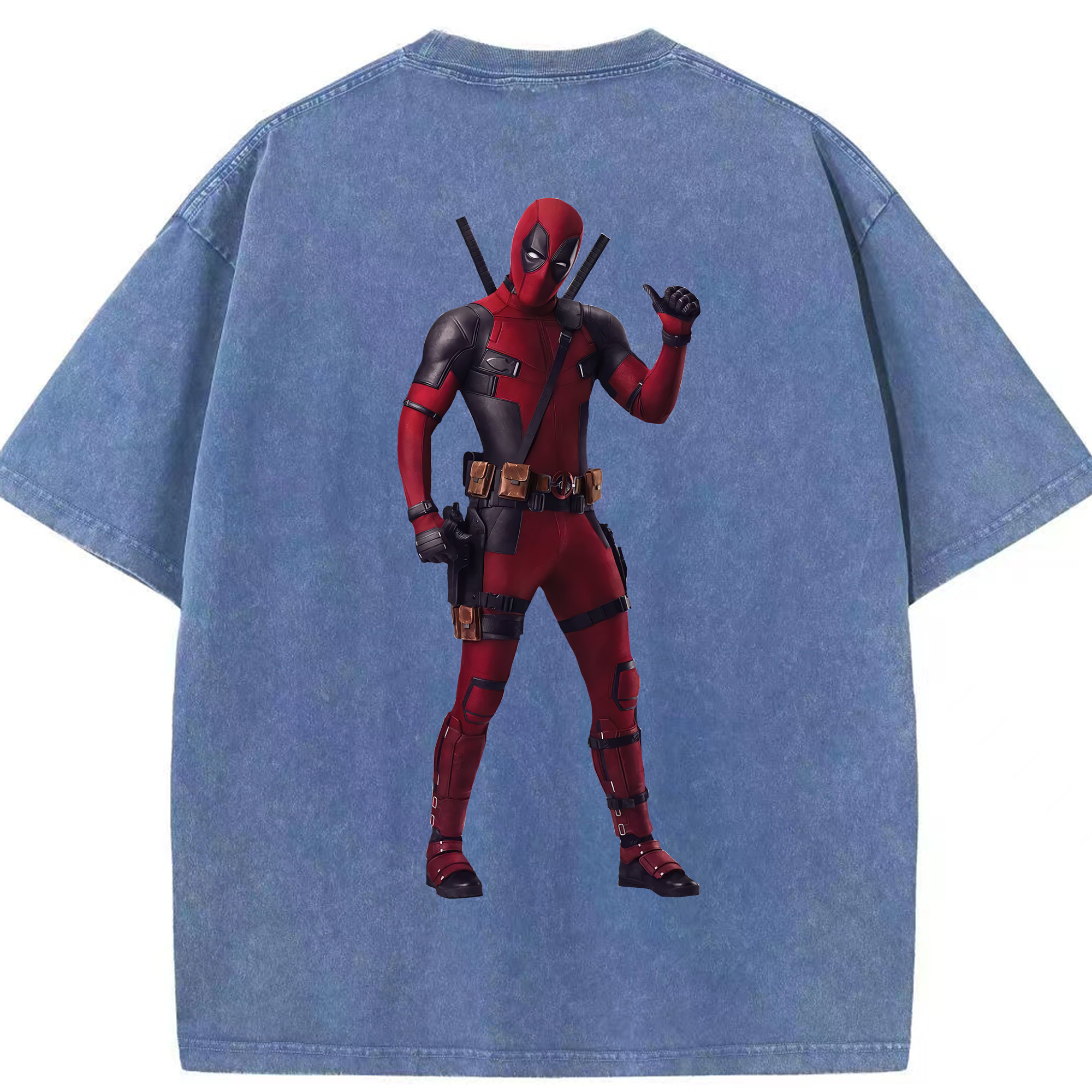 （画像用） Deadpool デッドプール 綿100% ヴィンテージ風 半袖Tシャツ（背面プリント）