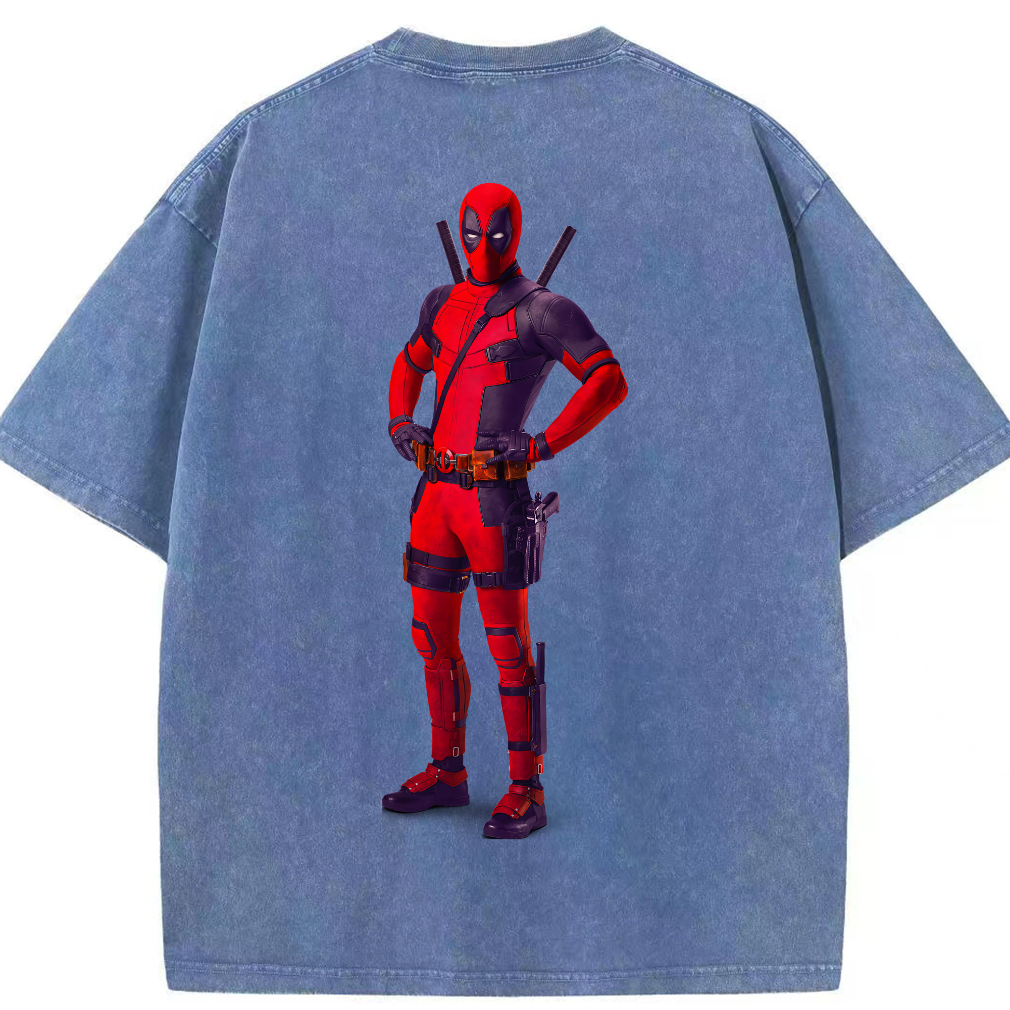 （画像用） Deadpool デッドプール 綿100% ヴィンテージ風 半袖Tシャツ（背面プリント）