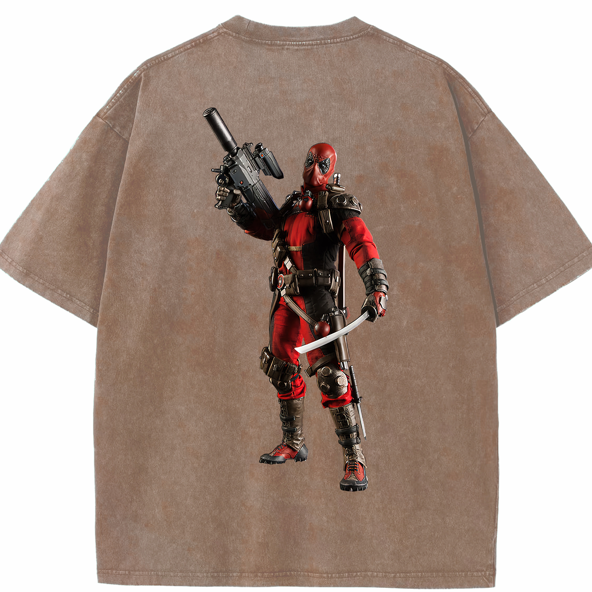 （画像用） Deadpool デッドプール 綿100% ヴィンテージ風 半袖Tシャツ（背面プリント）