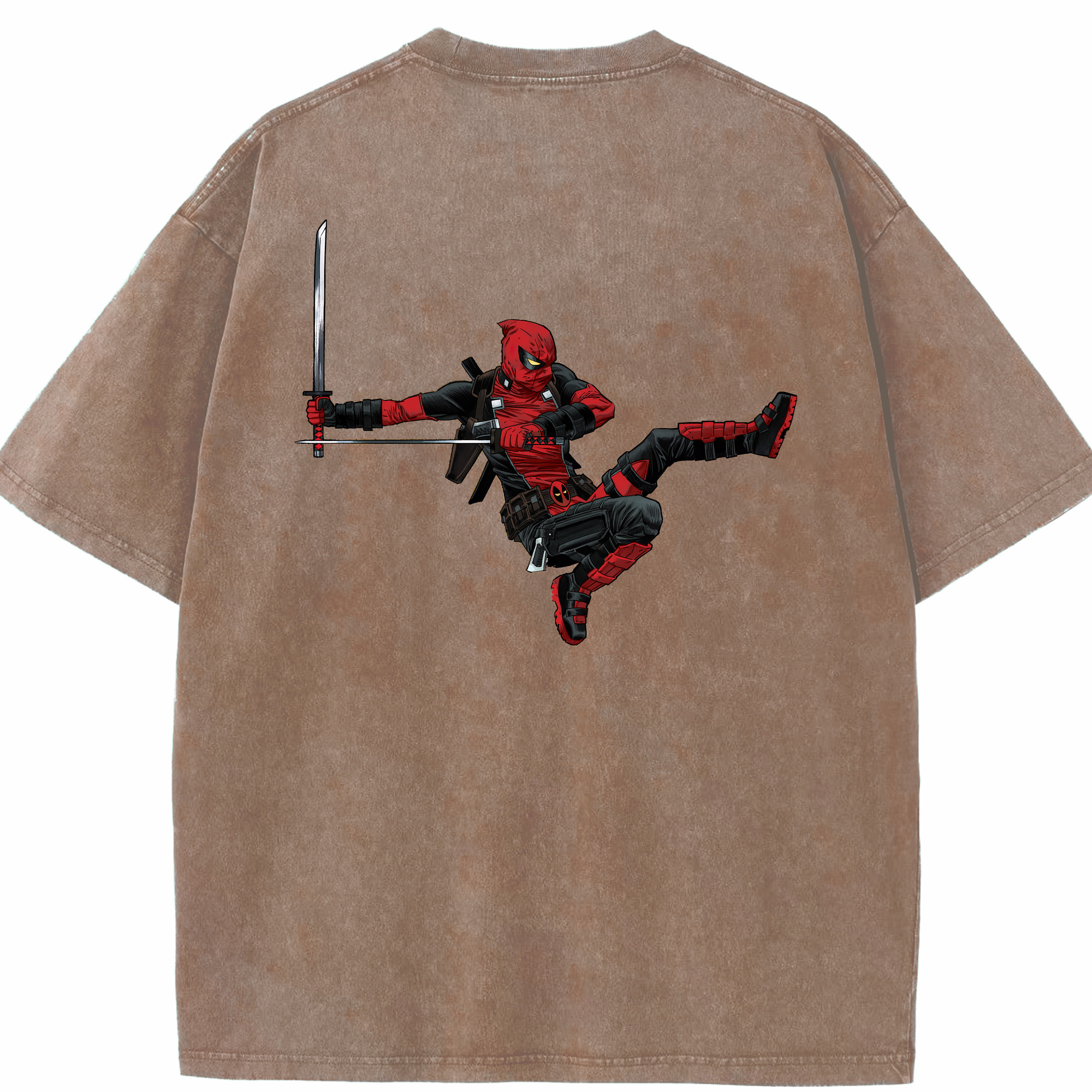 （画像用） Deadpool デッドプール 綿100% ヴィンテージ風 半袖Tシャツ（背面プリント）