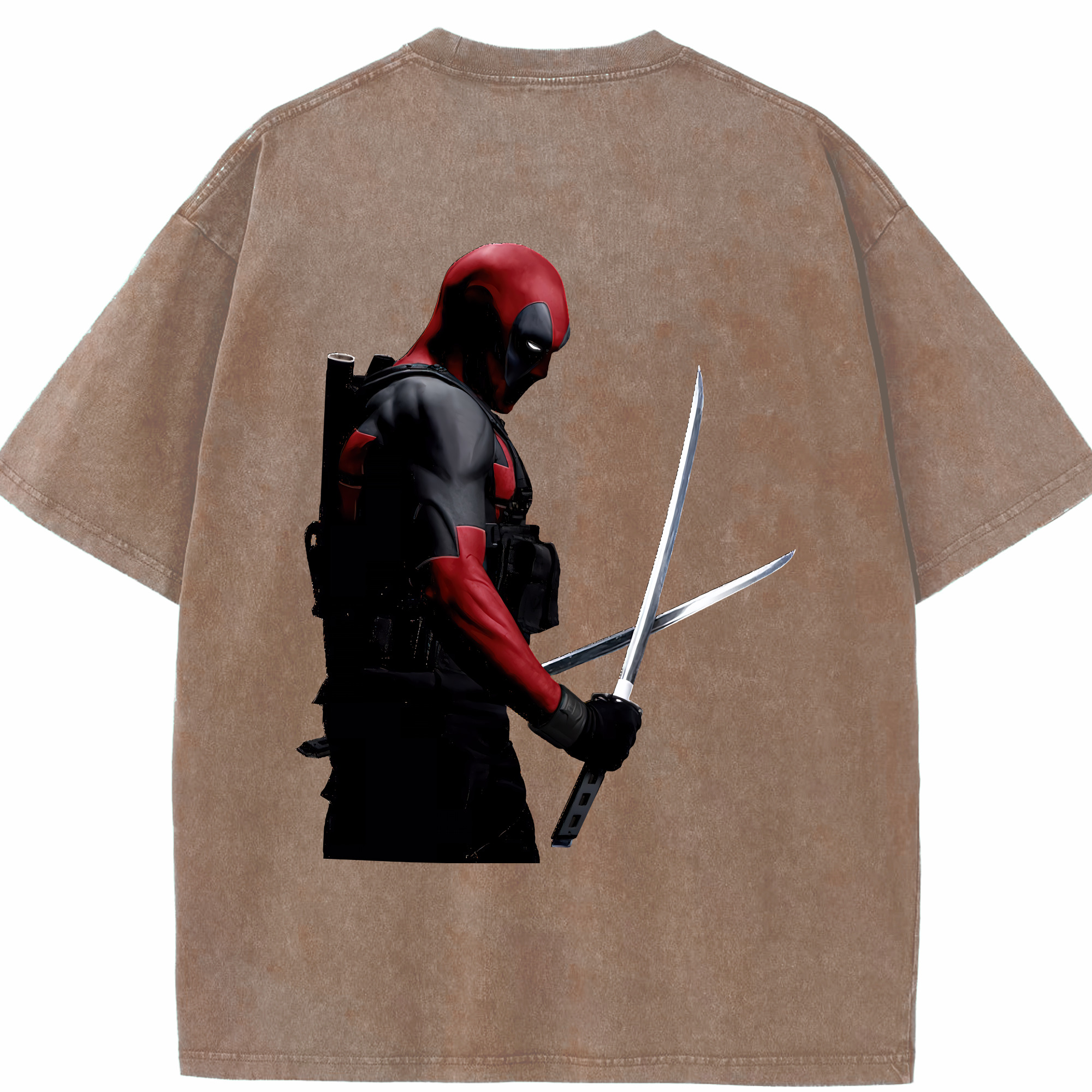 （画像用） Deadpool デッドプール 綿100% ヴィンテージ風 半袖Tシャツ（背面プリント）