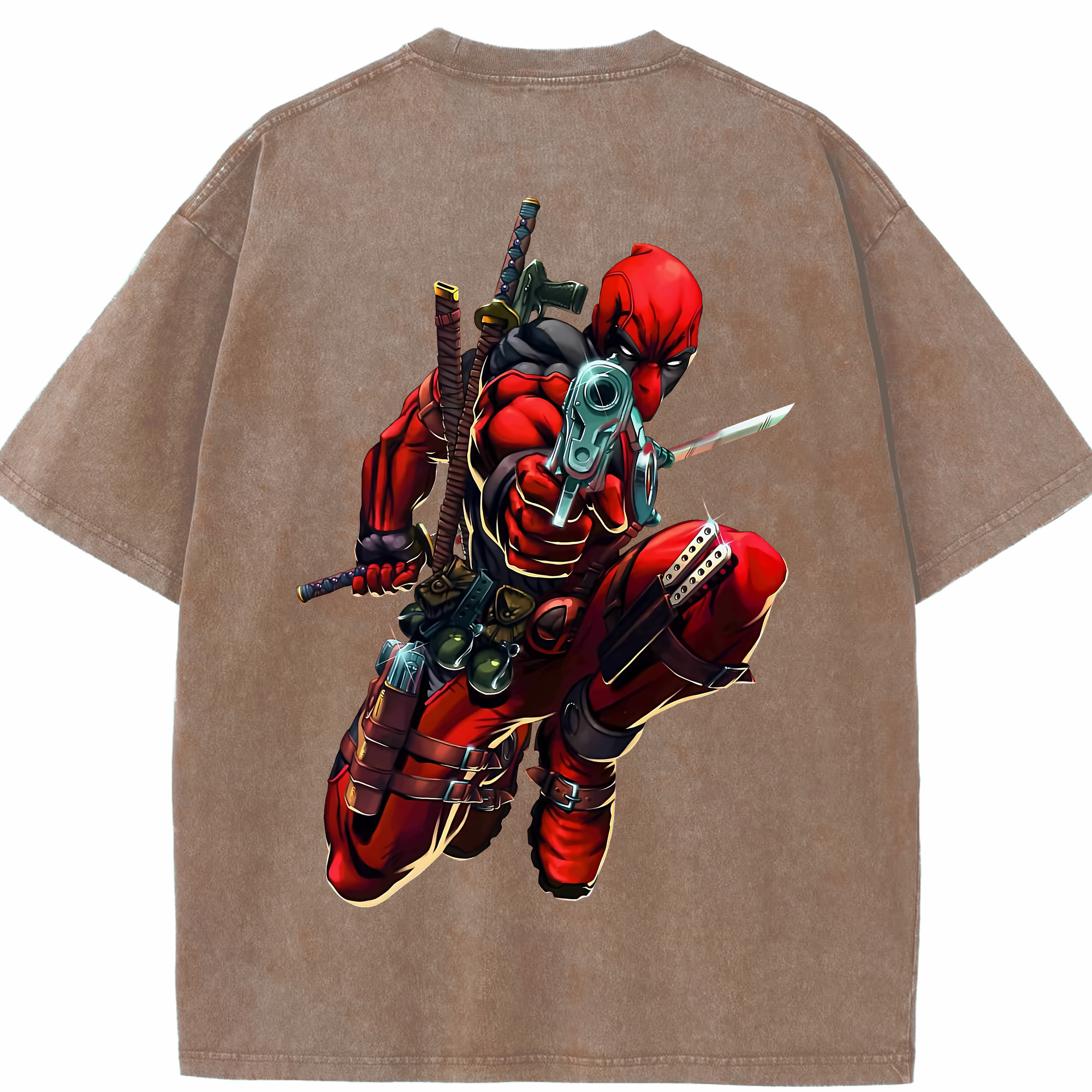 （画像用） Deadpool デッドプール 綿100% ヴィンテージ風 半袖Tシャツ（背面プリント）