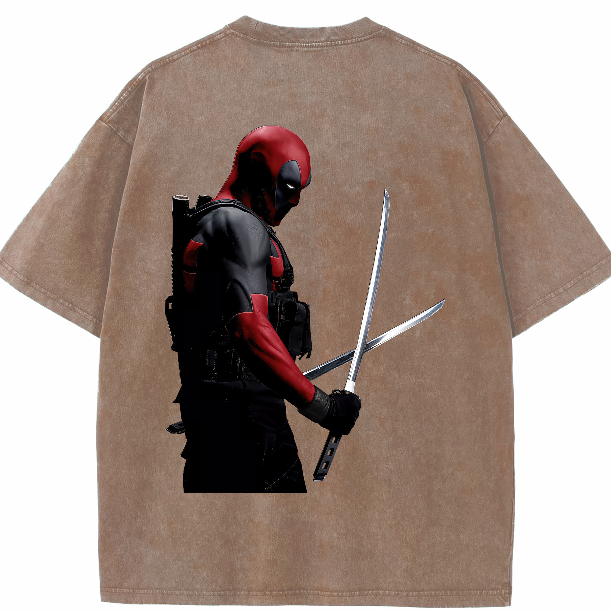（画像用） Deadpool デッドプール 綿100% ヴィンテージ風 半袖Tシャツ（背面プリント）
