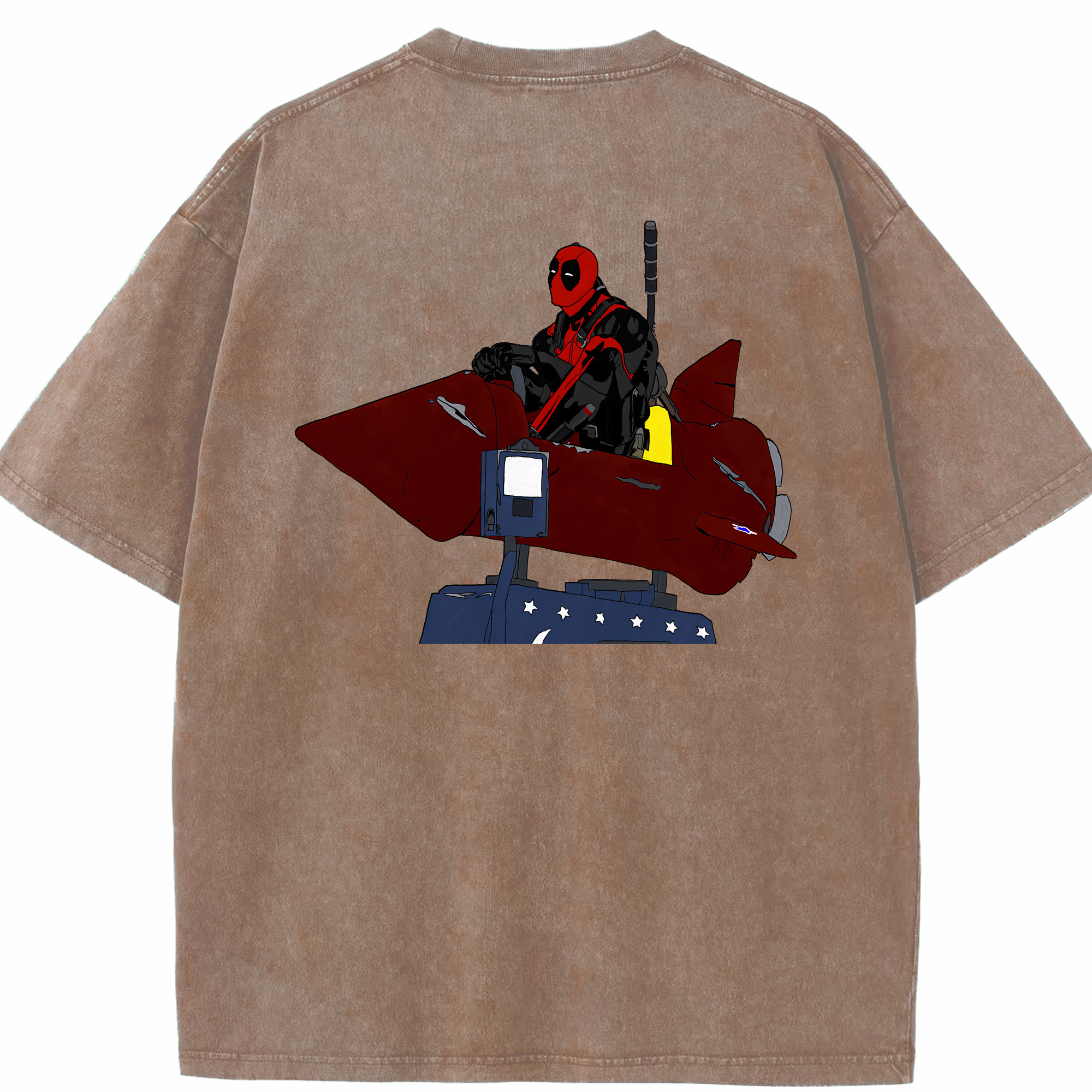 （画像用） Deadpool デッドプール 綿100% ヴィンテージ風 半袖Tシャツ（背面プリント）