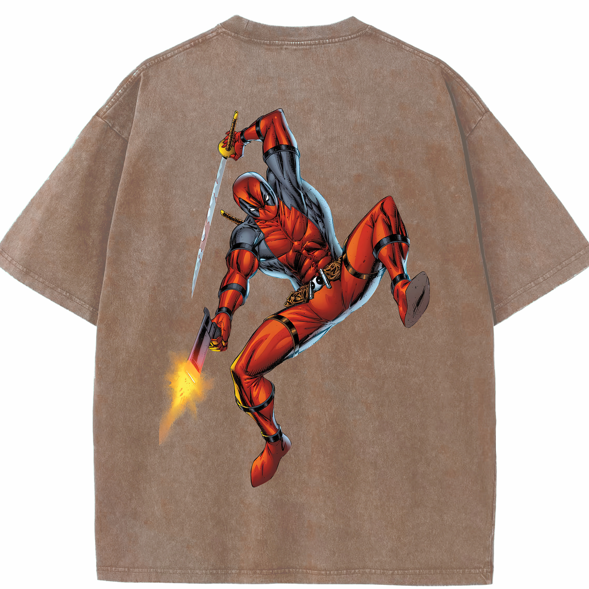 （画像用） Deadpool デッドプール 綿100% ヴィンテージ風 半袖Tシャツ（背面プリント）