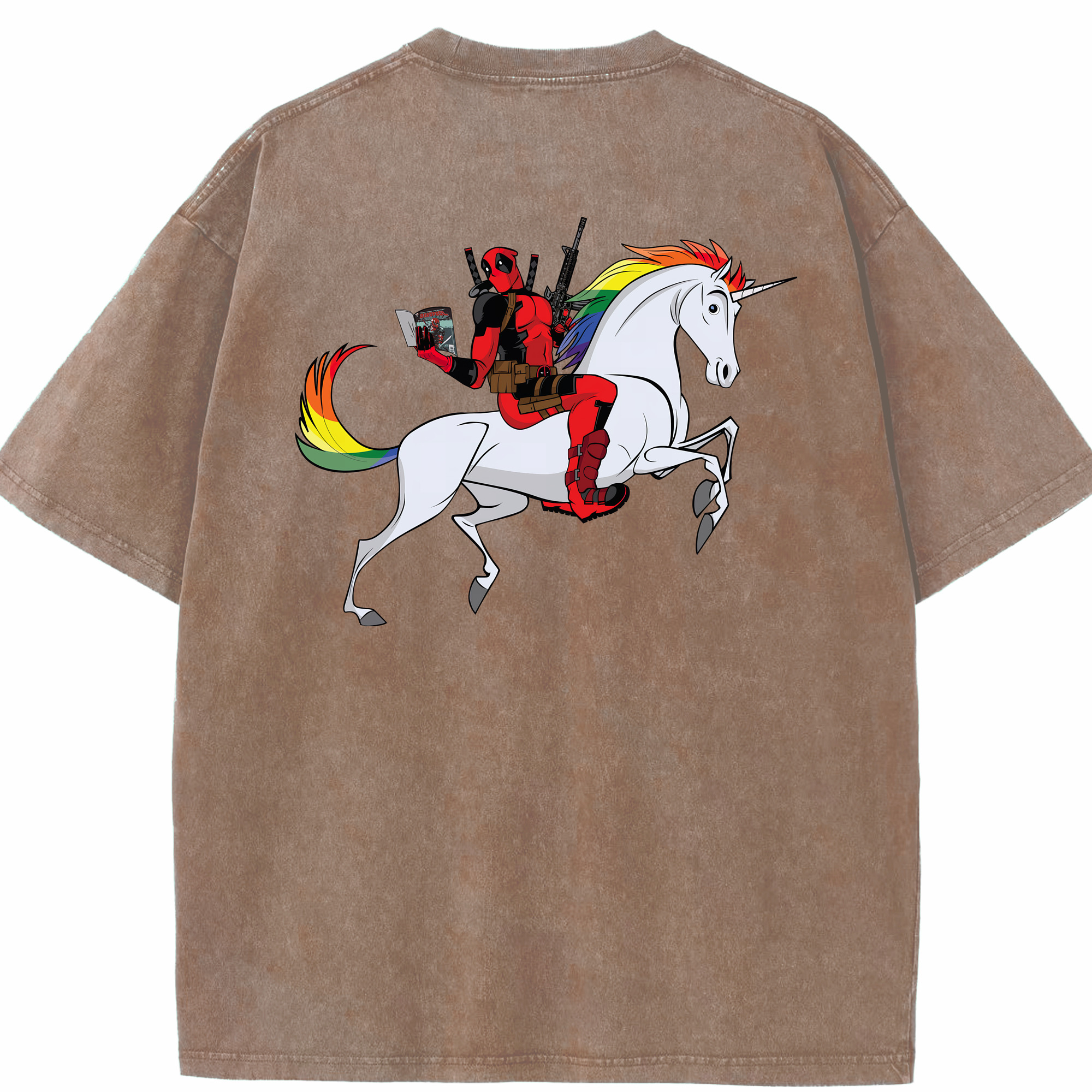 （画像用） Deadpool デッドプール 綿100% ヴィンテージ風 半袖Tシャツ（背面プリント）