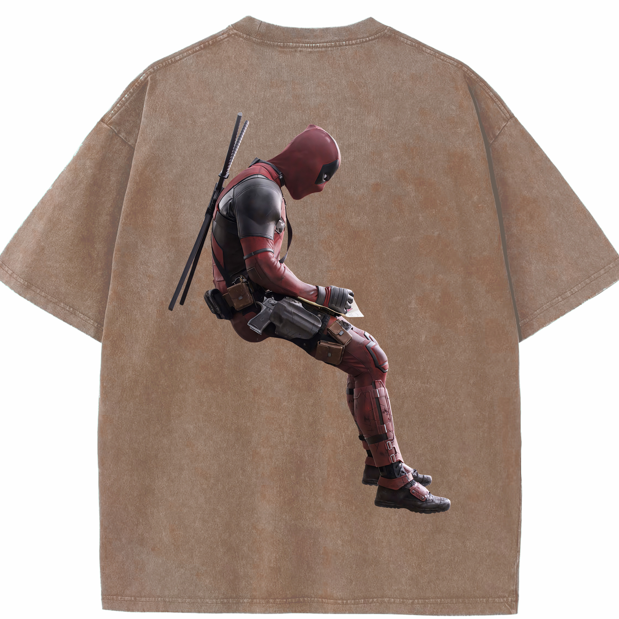 （画像用） Deadpool デッドプール 綿100% ヴィンテージ風 半袖Tシャツ（背面プリント）
