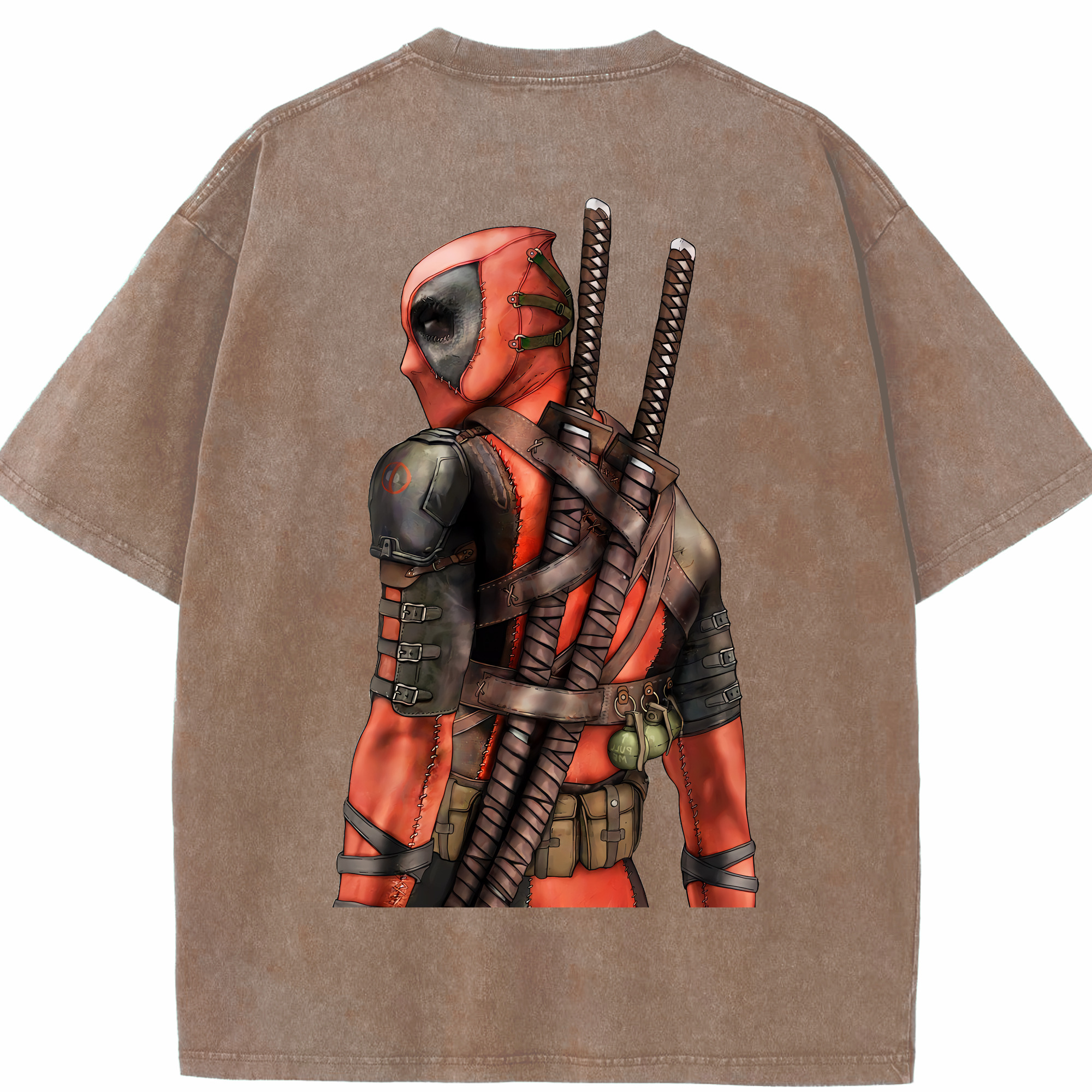 （画像用） Deadpool デッドプール 綿100% ヴィンテージ風 半袖Tシャツ（背面プリント）