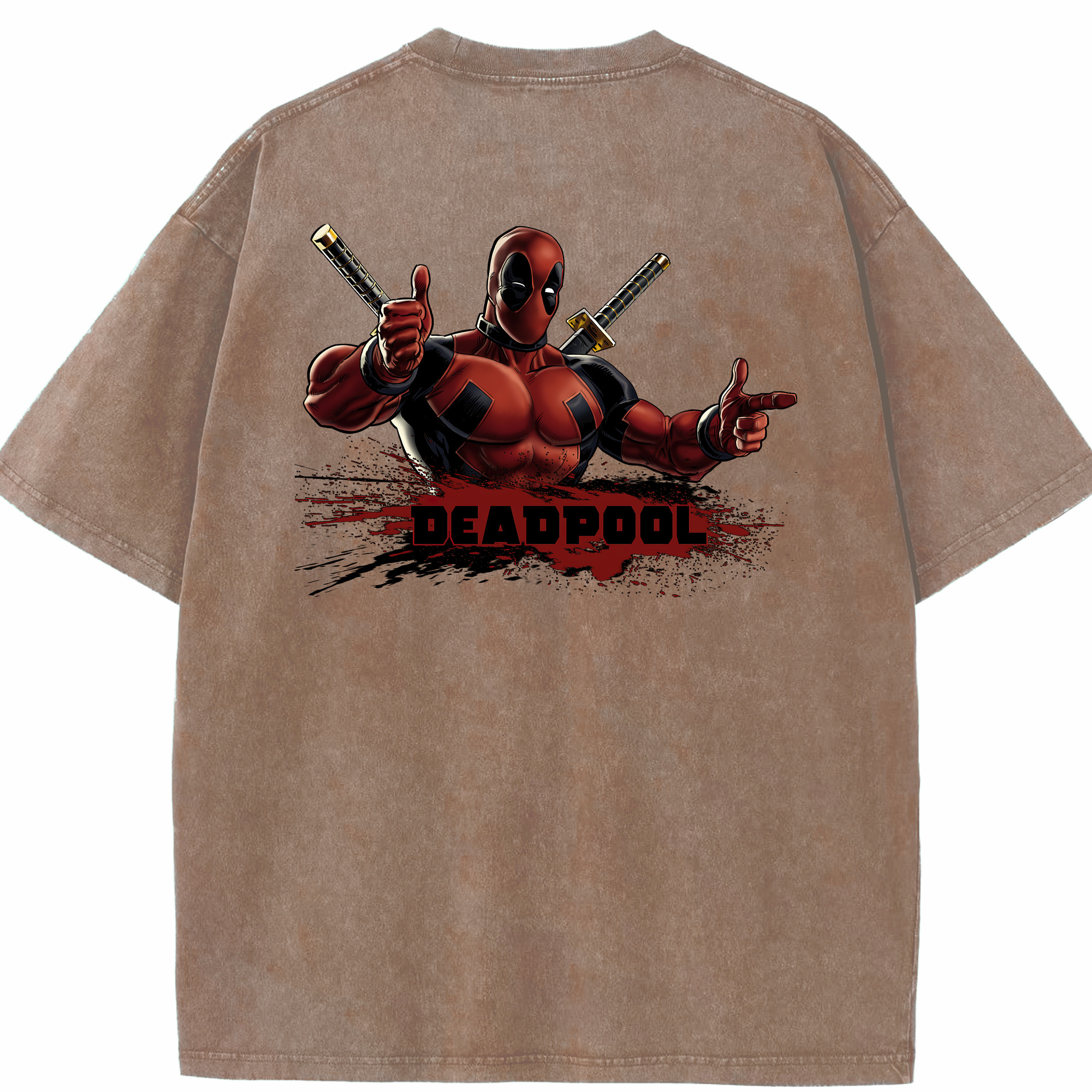 （画像用） Deadpool デッドプール 綿100% ヴィンテージ風 半袖Tシャツ（背面プリント）