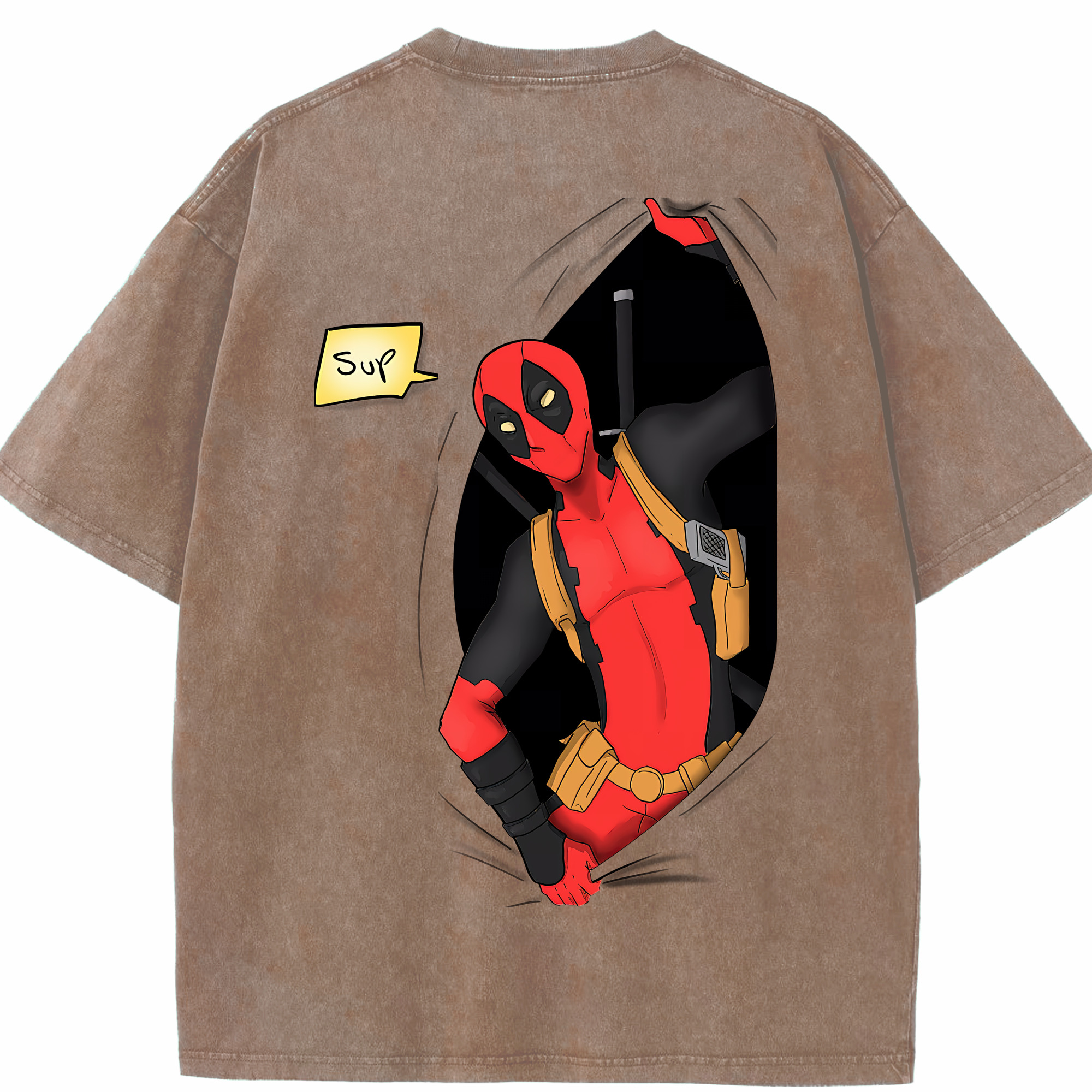 （画像用） Deadpool デッドプール 綿100% ヴィンテージ風 半袖Tシャツ（背面プリント）