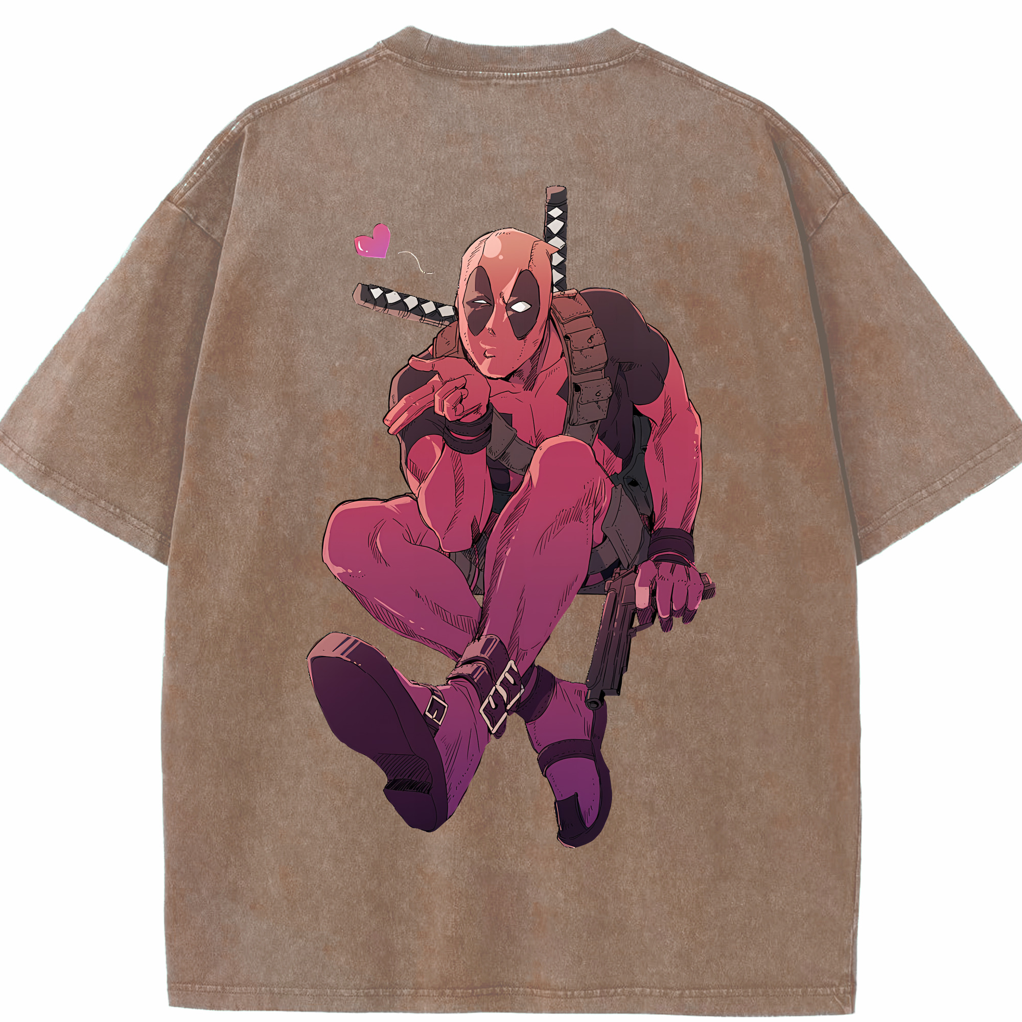 （画像用） Deadpool デッドプール 綿100% ヴィンテージ風 半袖Tシャツ（背面プリント）