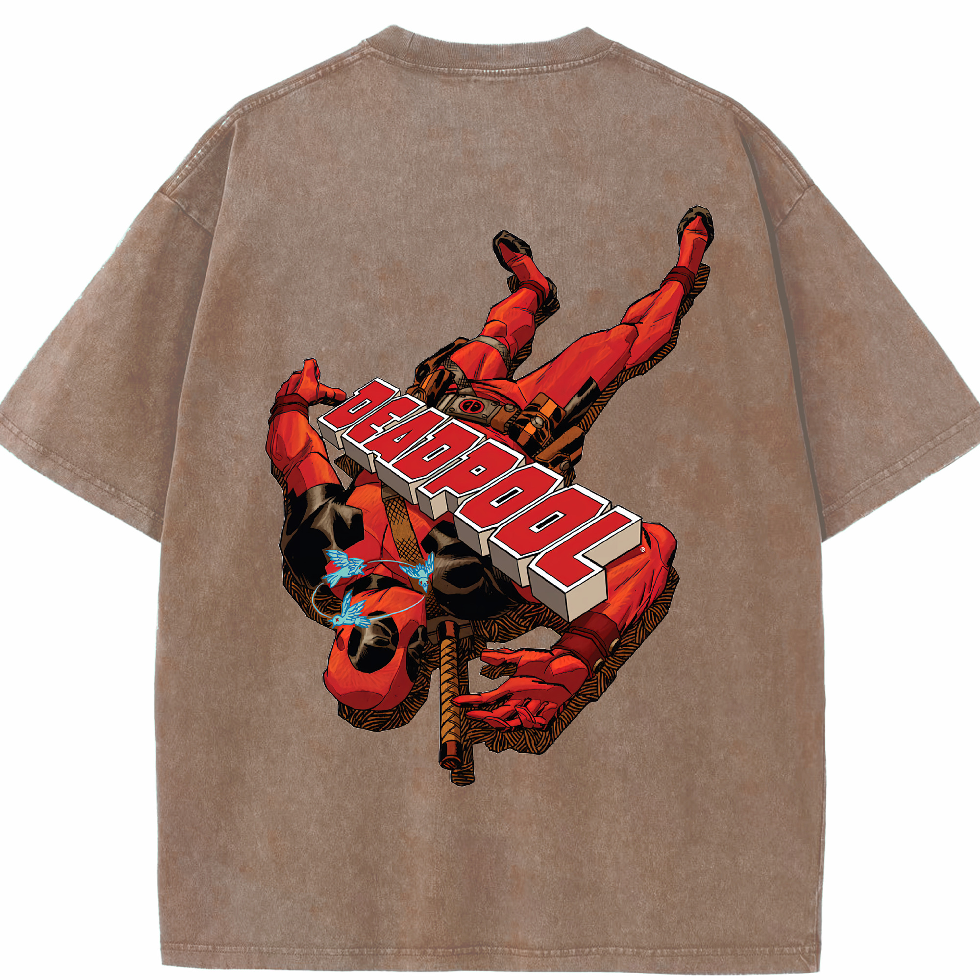 （画像用） Deadpool デッドプール 綿100% ヴィンテージ風 半袖Tシャツ（背面プリント）