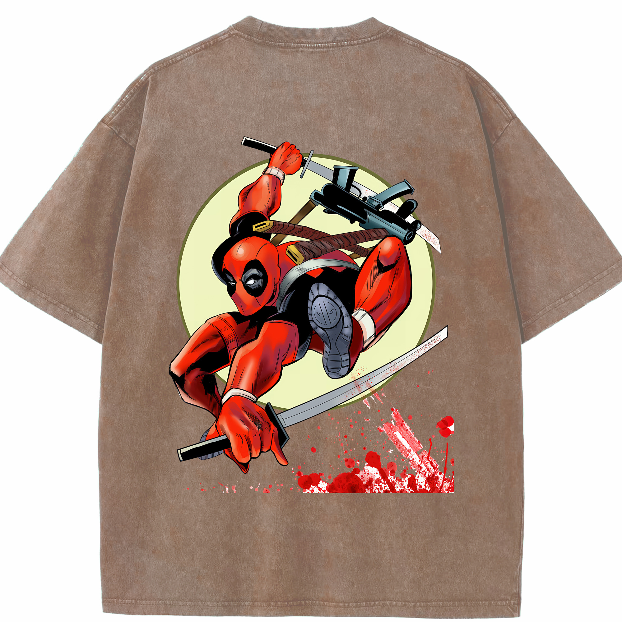 （画像用） Deadpool デッドプール 綿100% ヴィンテージ風 半袖Tシャツ（背面プリント）