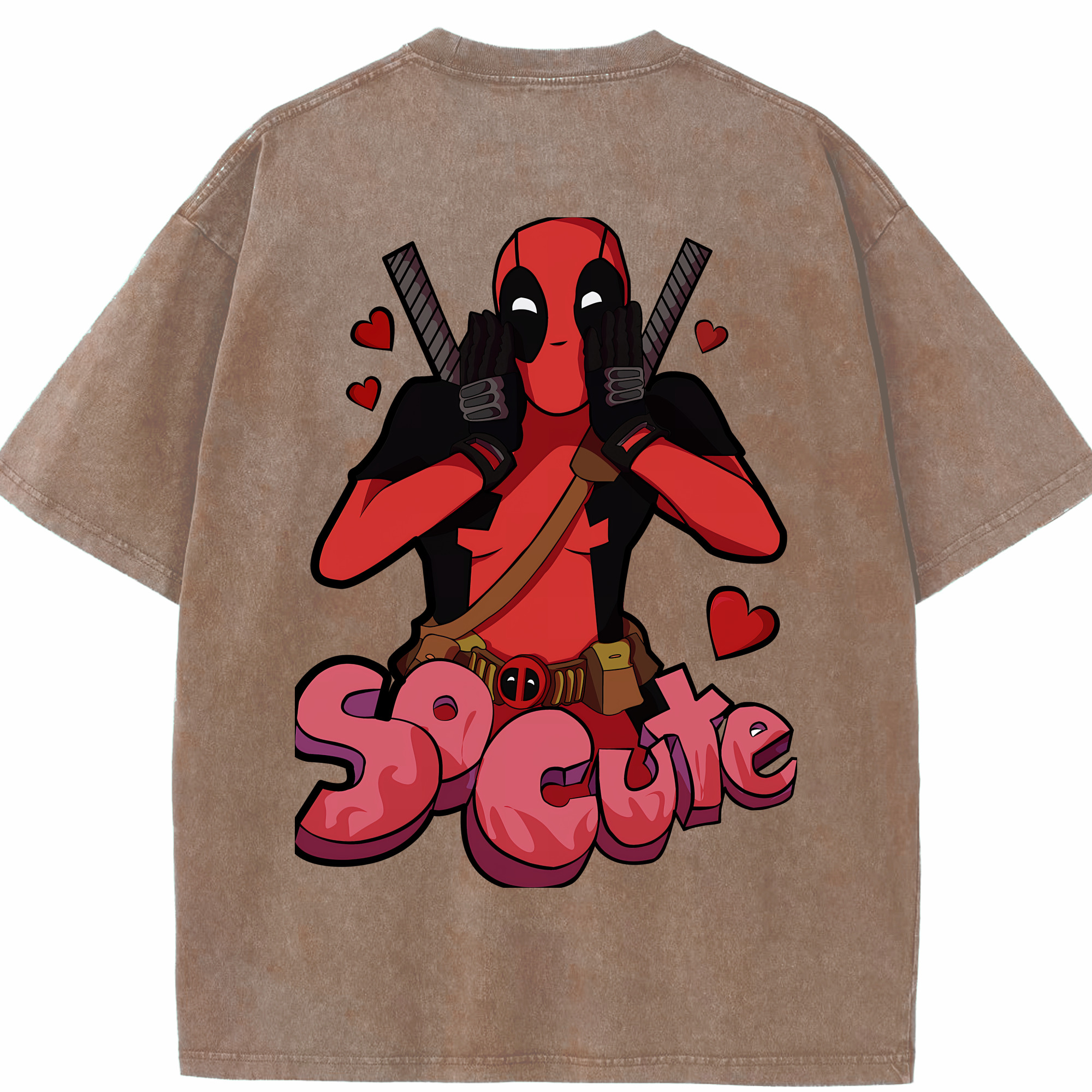 （画像用） Deadpool デッドプール 綿100% ヴィンテージ風 半袖Tシャツ（背面プリント）