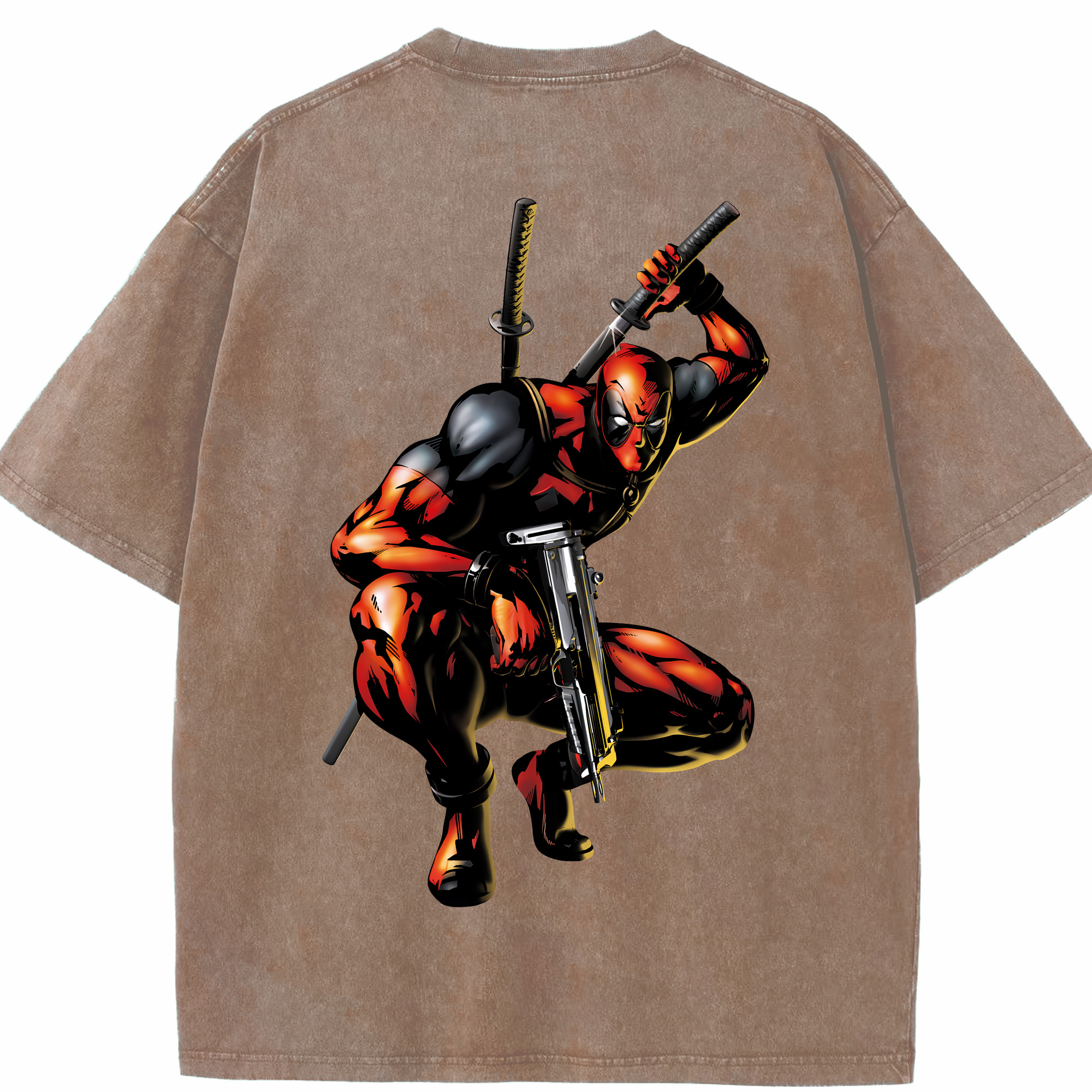 （画像用） Deadpool デッドプール 綿100% ヴィンテージ風 半袖Tシャツ（背面プリント）