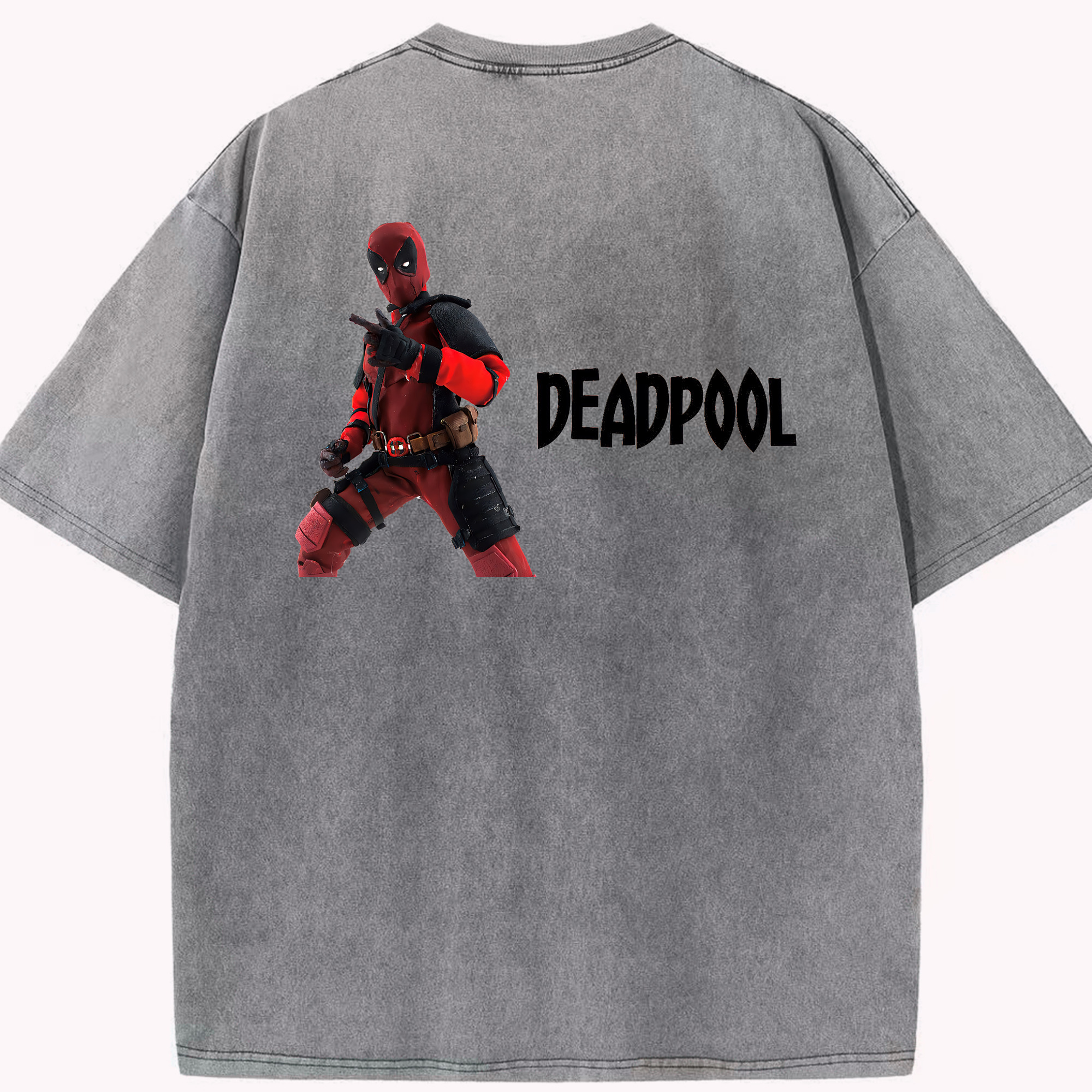 （画像用） Deadpool デッドプール 綿100% ヴィンテージ風 半袖Tシャツ（背面プリント）