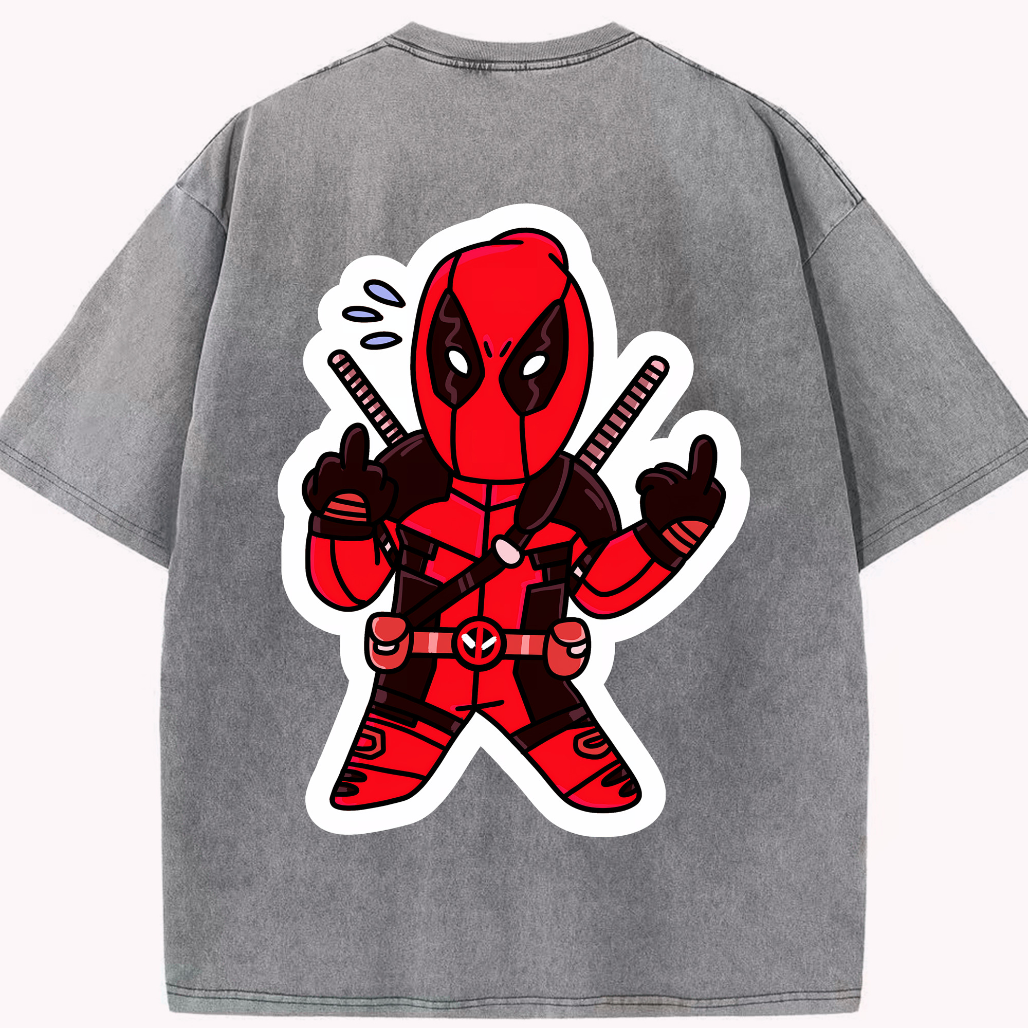 （画像用） Deadpool デッドプール 綿100% ヴィンテージ風 半袖Tシャツ（背面プリント）